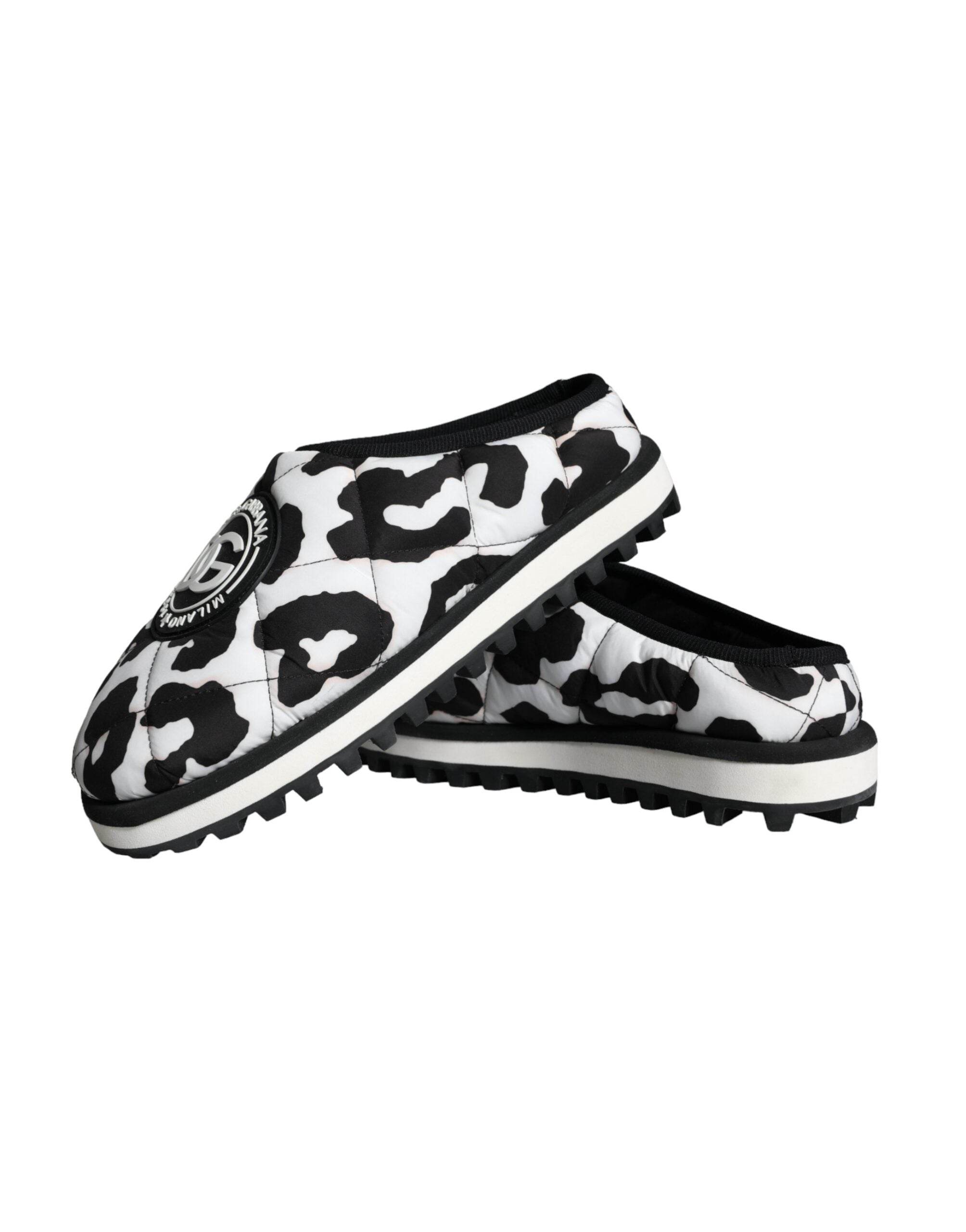 Dolce & Gabbana Black White Quilted Logo Sandals Slides Shoes - Hilstor