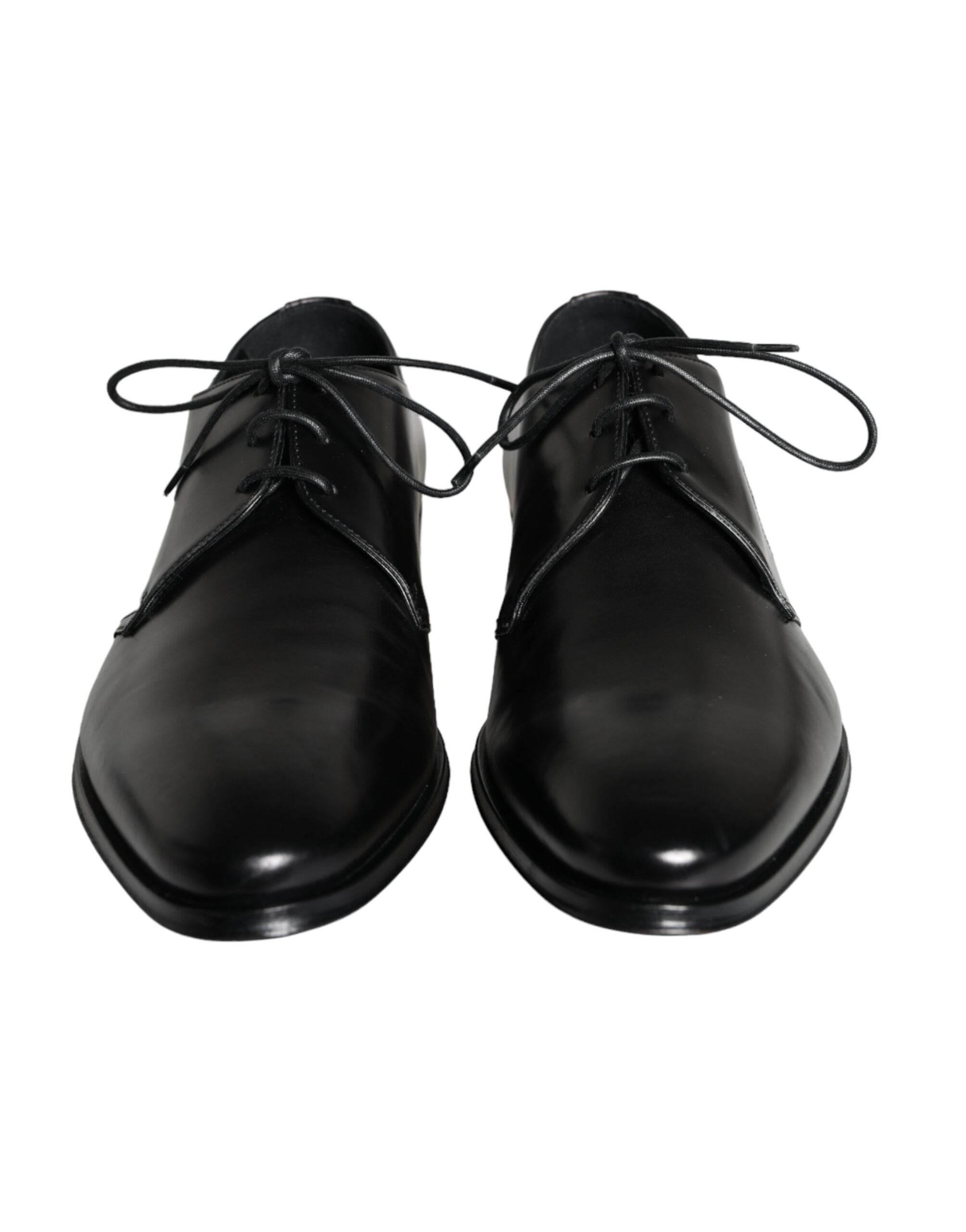 Dolce & Gabbana Black Calfskin Leather Derby Men Dress Shoes - Hilstor