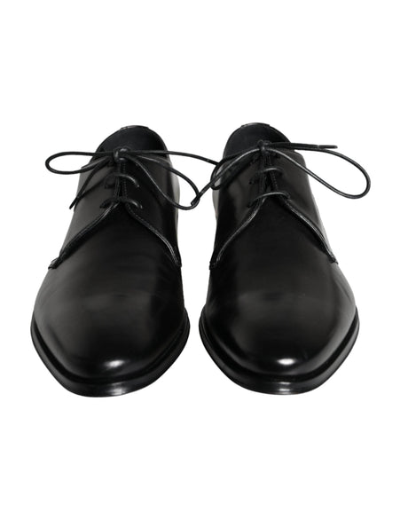 Dolce & Gabbana Black Calfskin Leather Derby Men Dress Shoes - Hilstor