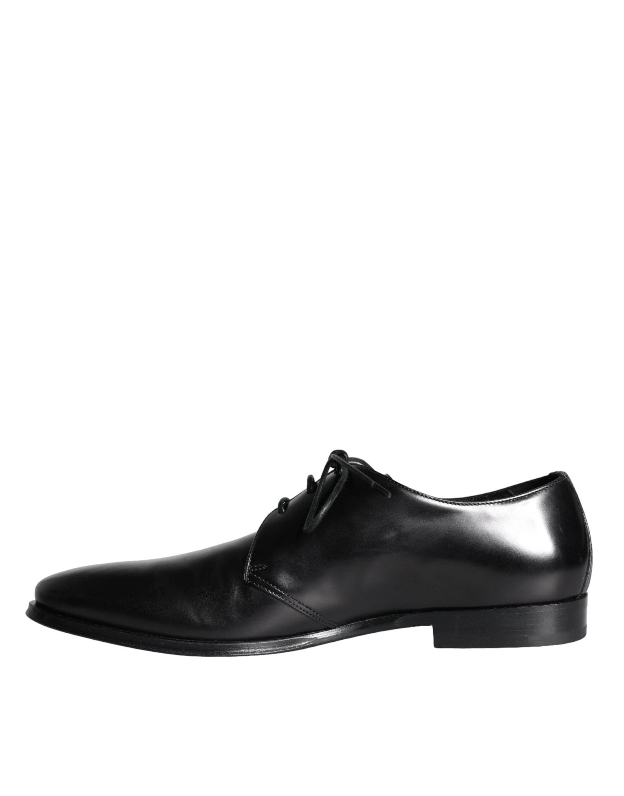 Dolce & Gabbana Black Calfskin Leather Derby Men Dress Shoes - Hilstor