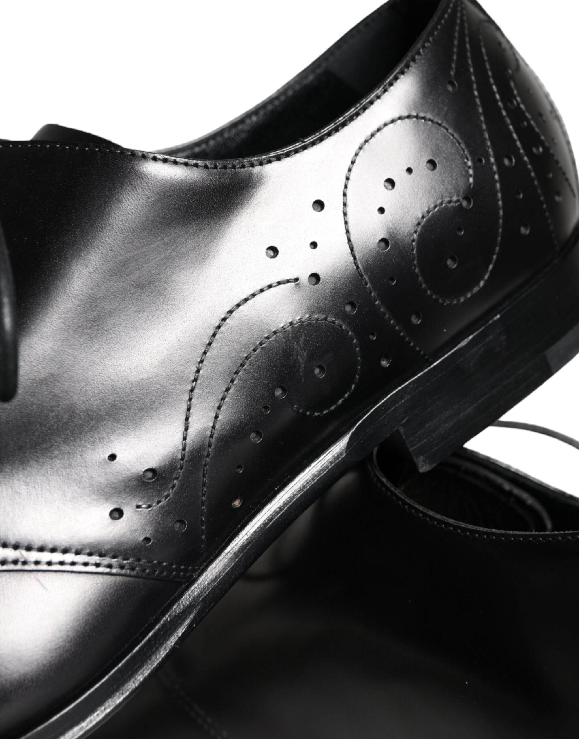 Dolce & Gabbana Black Calfskin Leather Derby Men Dress Shoes - Hilstor
