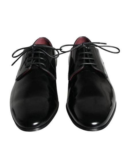 Dolce & Gabbana Black Calfskin Leather Derby Dress Men Shoes - Hilstor