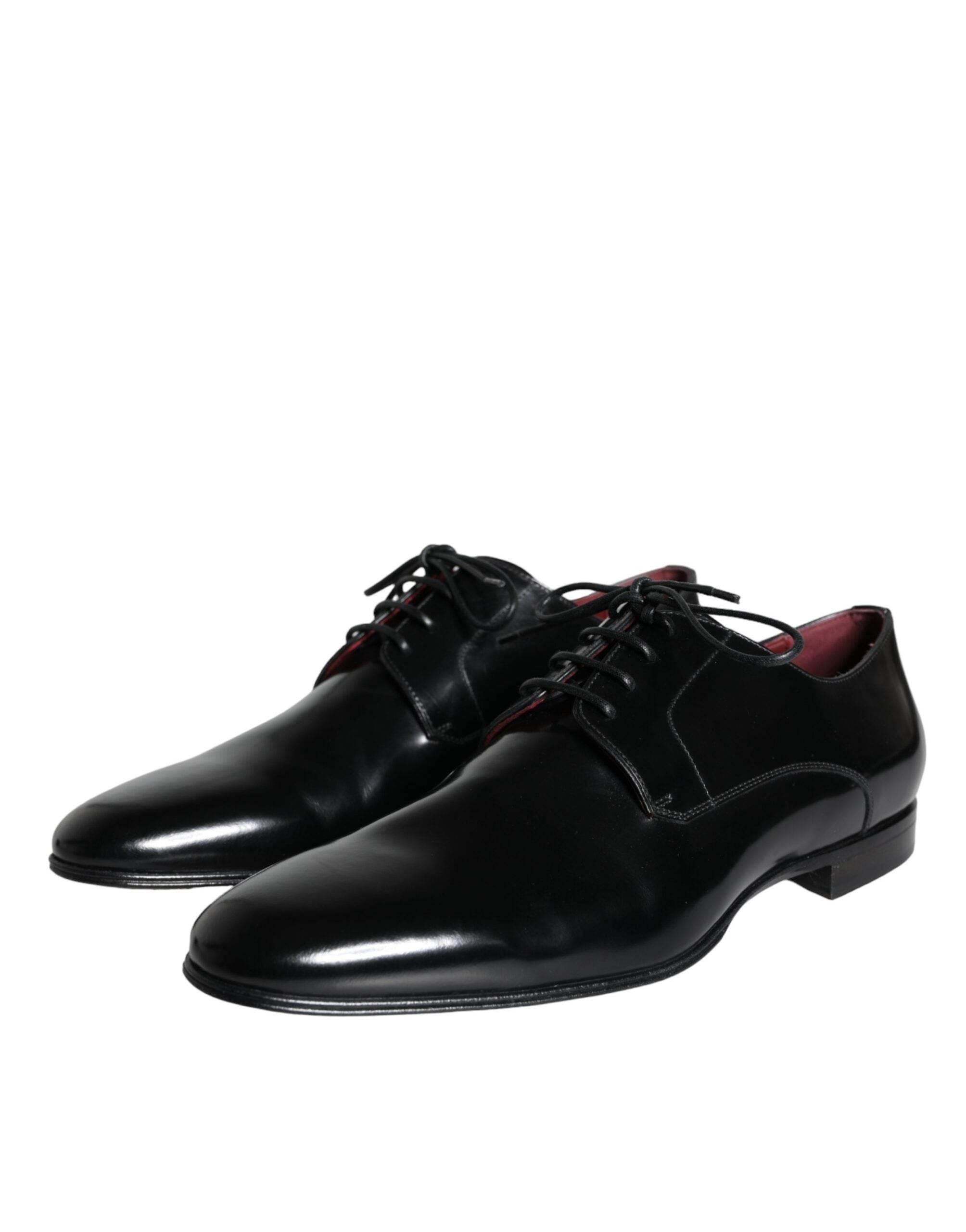 Dolce & Gabbana Black Calfskin Leather Derby Dress Men Shoes - Hilstor