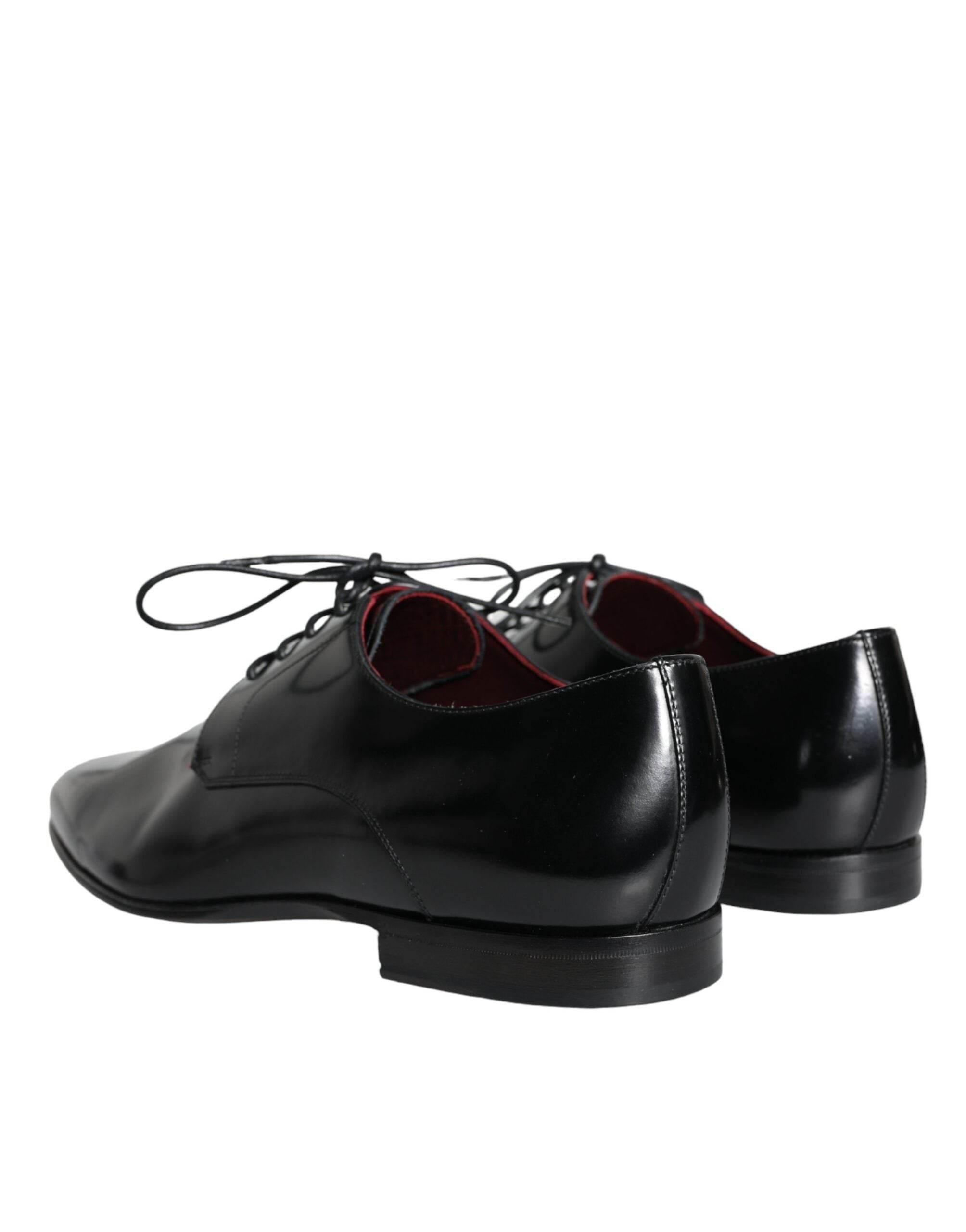 Dolce & Gabbana Black Calfskin Leather Derby Dress Men Shoes - Hilstor