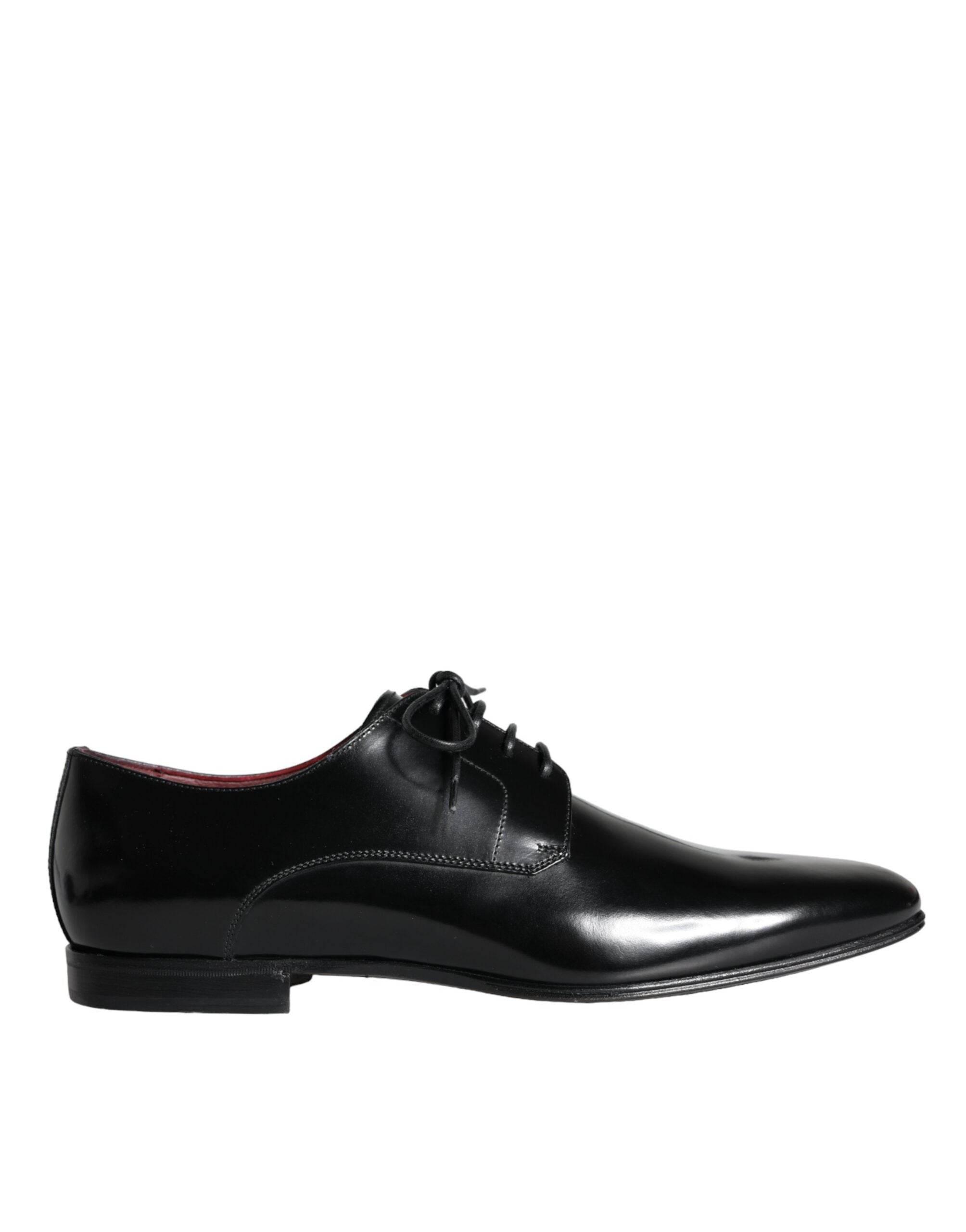 Dolce & Gabbana Black Calfskin Leather Derby Dress Men Shoes - Hilstor