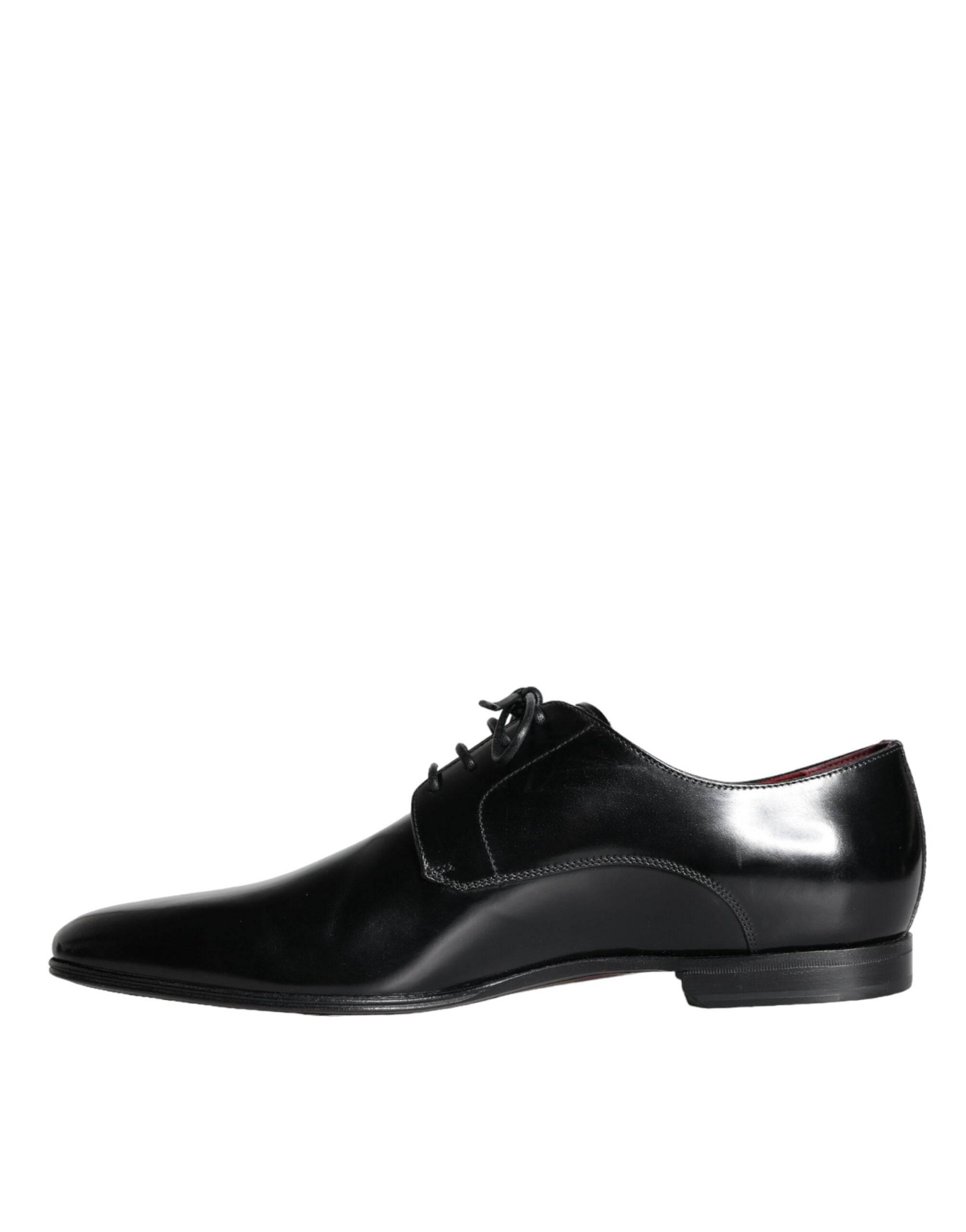 Dolce & Gabbana Black Calfskin Leather Derby Dress Men Shoes - Hilstor