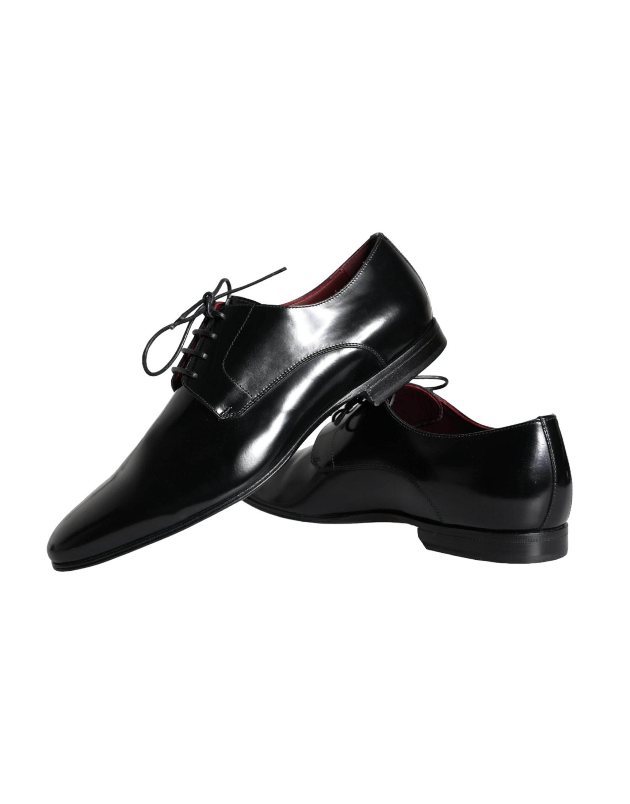 Dolce & Gabbana Black Calfskin Leather Derby Dress Men Shoes - Hilstor