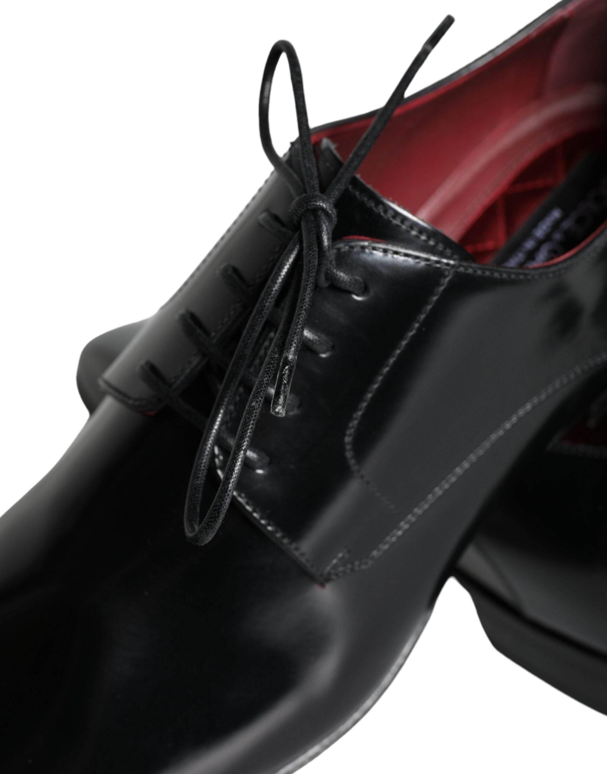 Dolce & Gabbana Black Calfskin Leather Derby Dress Men Shoes - Hilstor