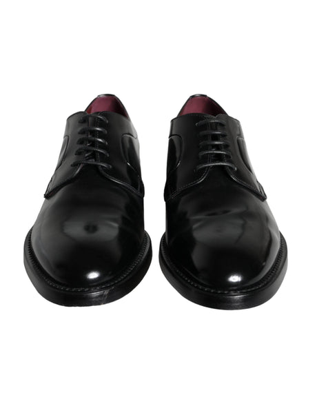 Dolce & Gabbana Black Calfskin Leather Derby Men Dress Shoes - Hilstor