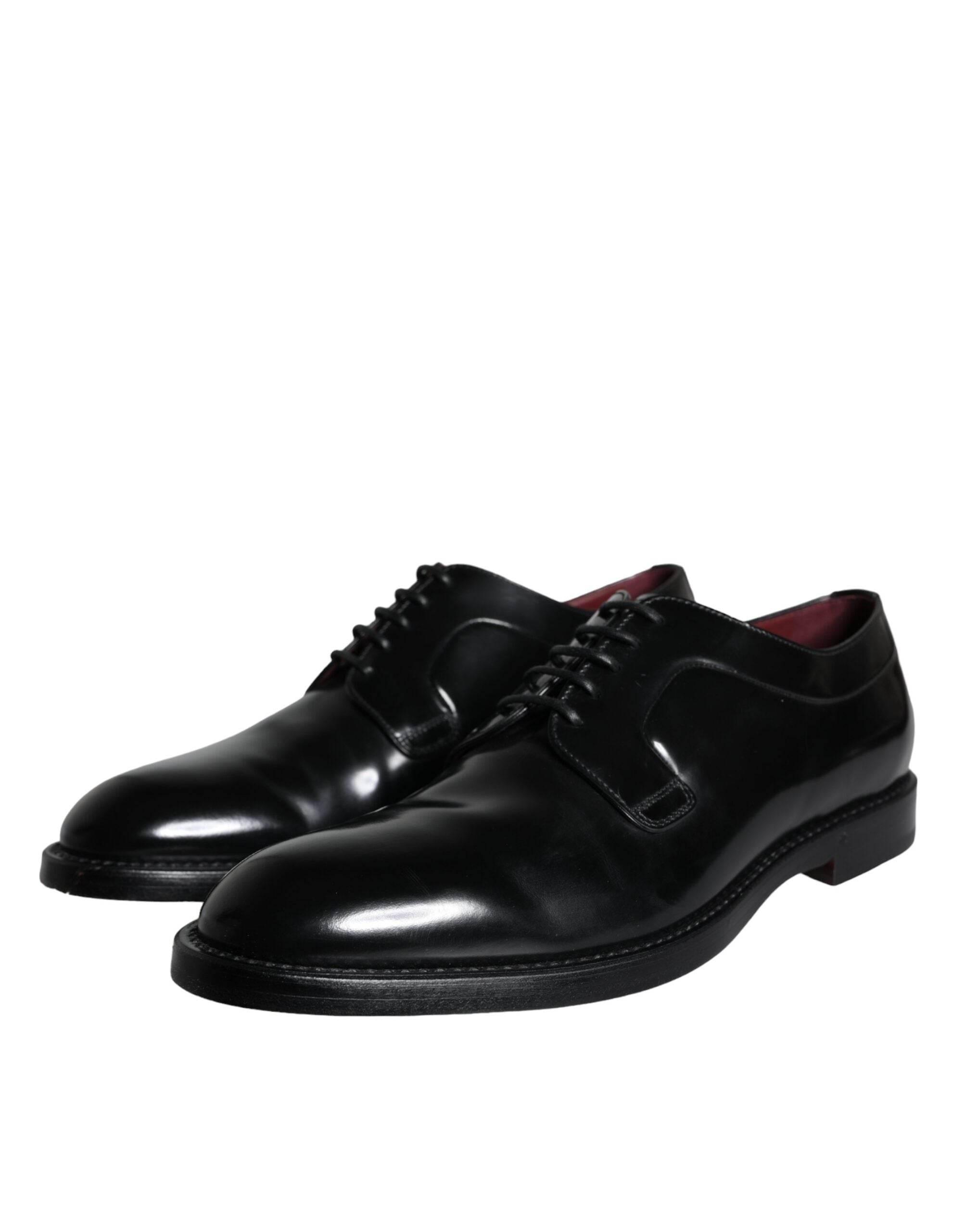 Dolce & Gabbana Black Calfskin Leather Derby Men Dress Shoes - Hilstor