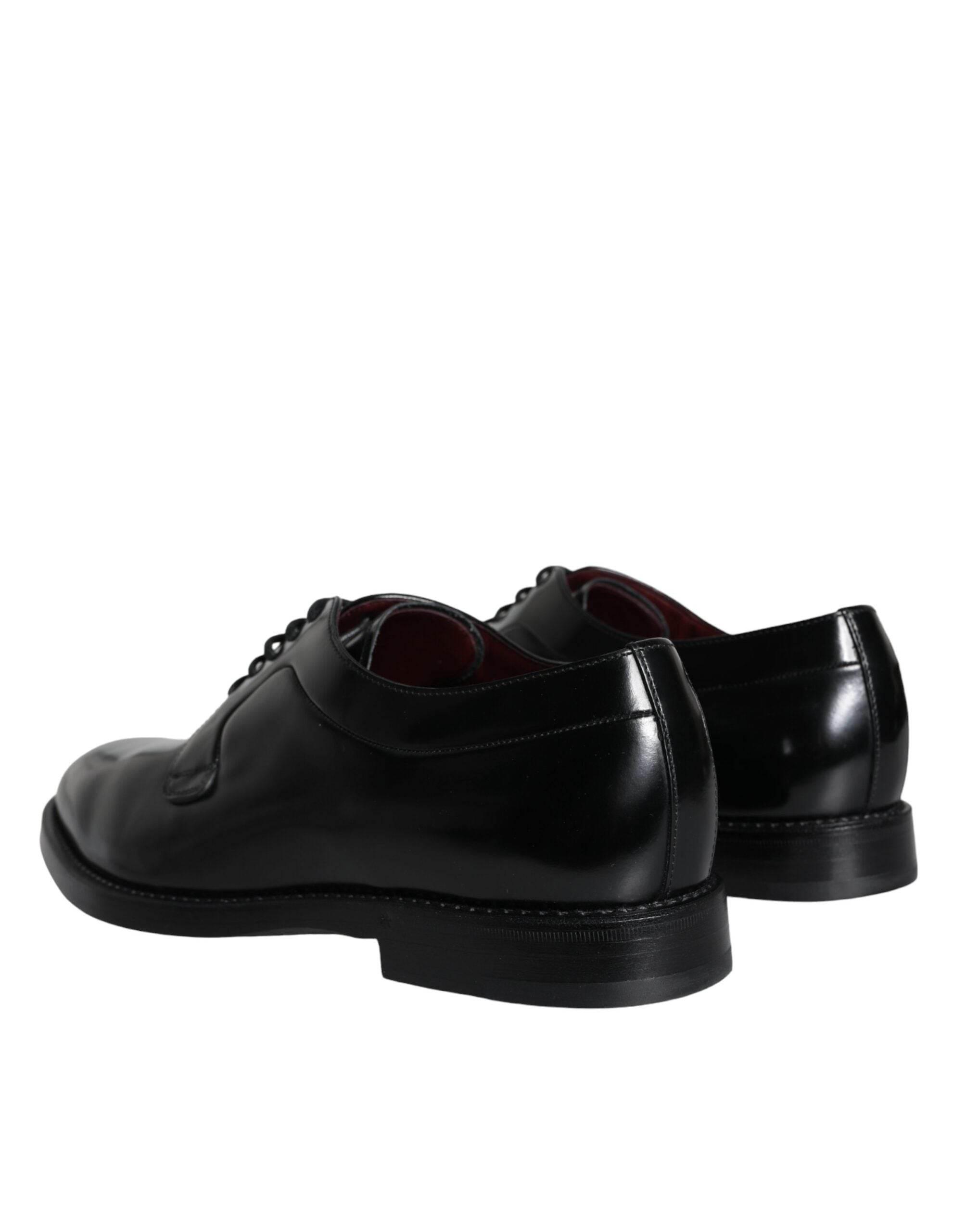 Dolce & Gabbana Black Calfskin Leather Derby Men Dress Shoes - Hilstor