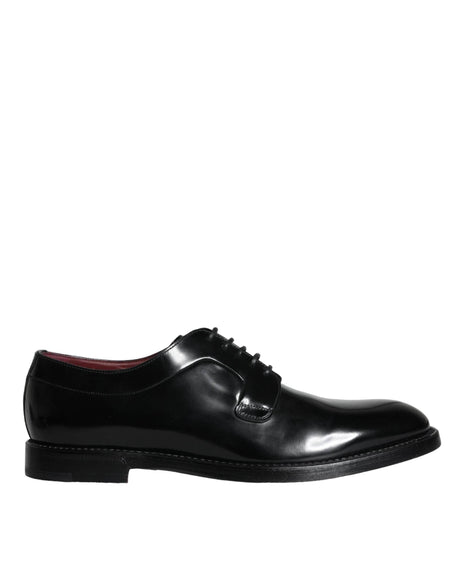 Dolce & Gabbana Black Calfskin Leather Derby Men Dress Shoes - Hilstor