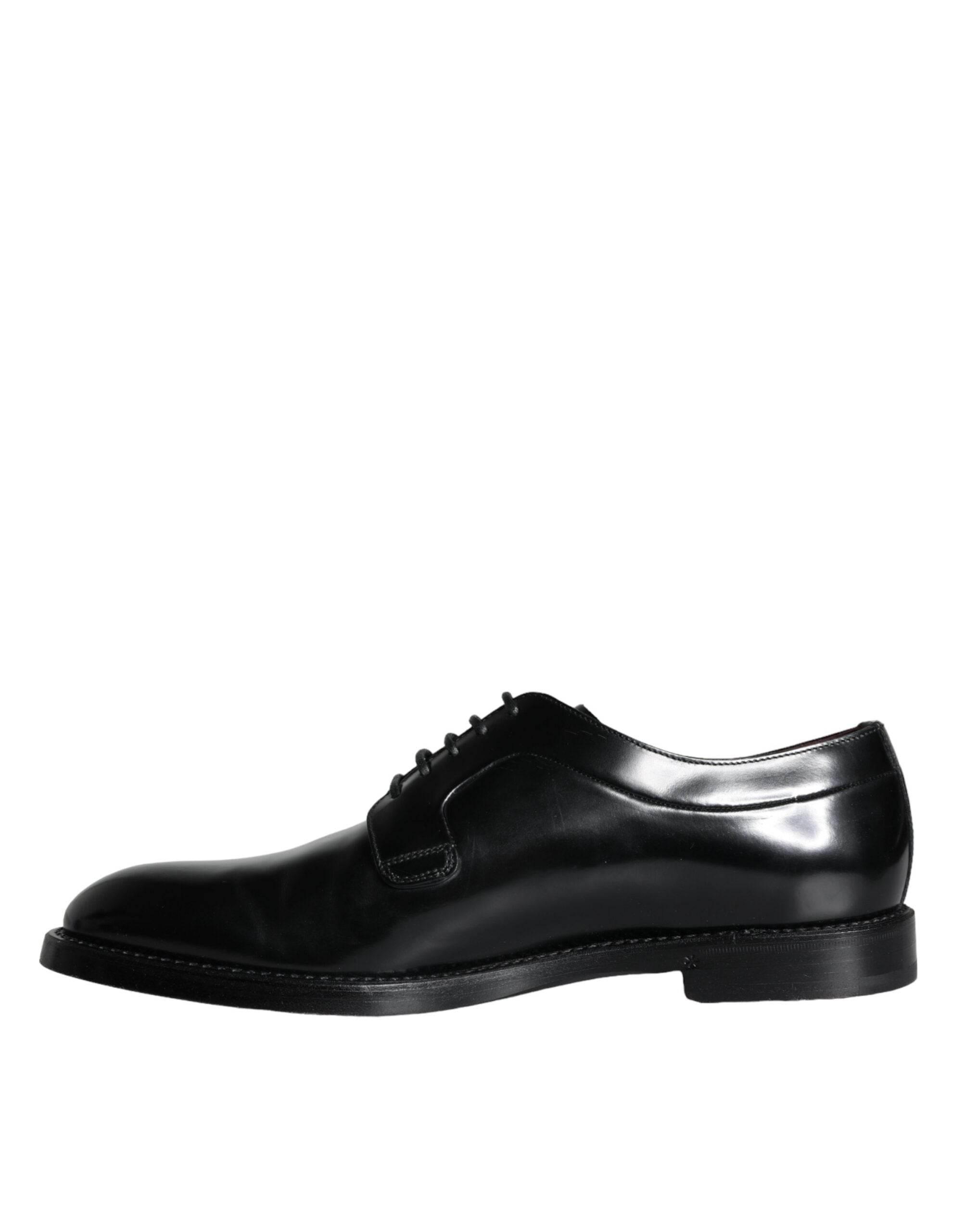 Dolce & Gabbana Black Calfskin Leather Derby Men Dress Shoes - Hilstor