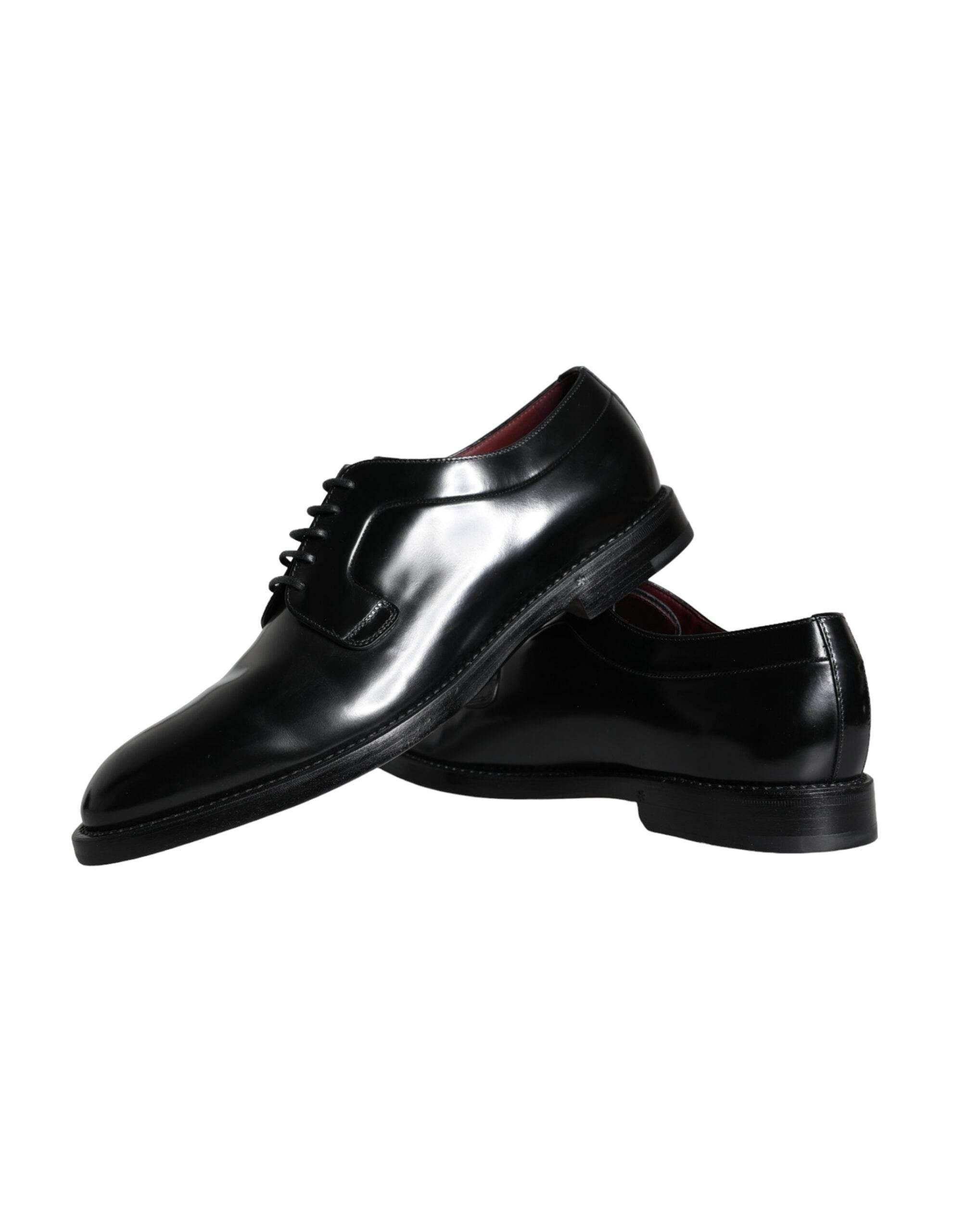 Dolce & Gabbana Black Calfskin Leather Derby Men Dress Shoes - Hilstor
