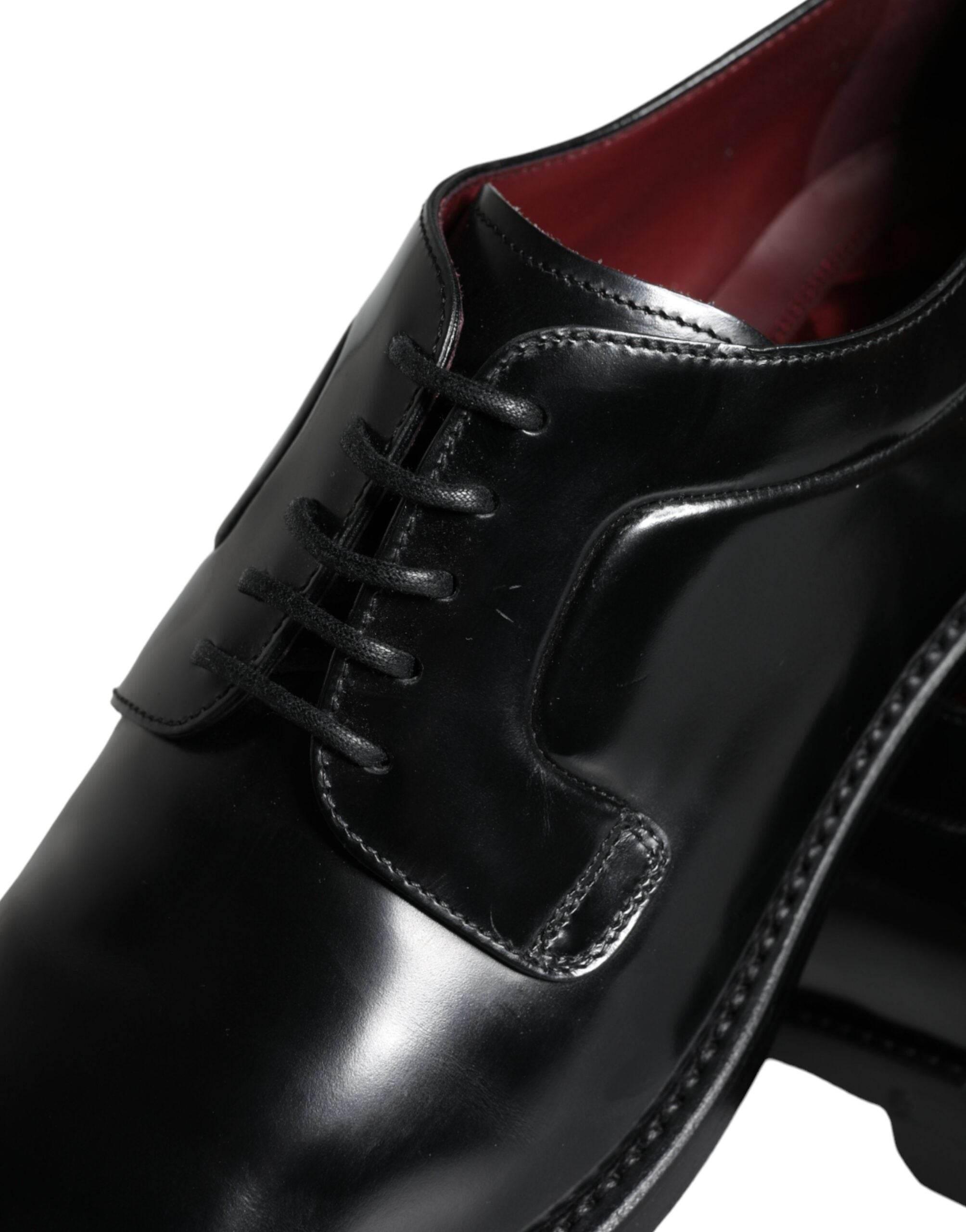 Dolce & Gabbana Black Calfskin Leather Derby Men Dress Shoes - Hilstor