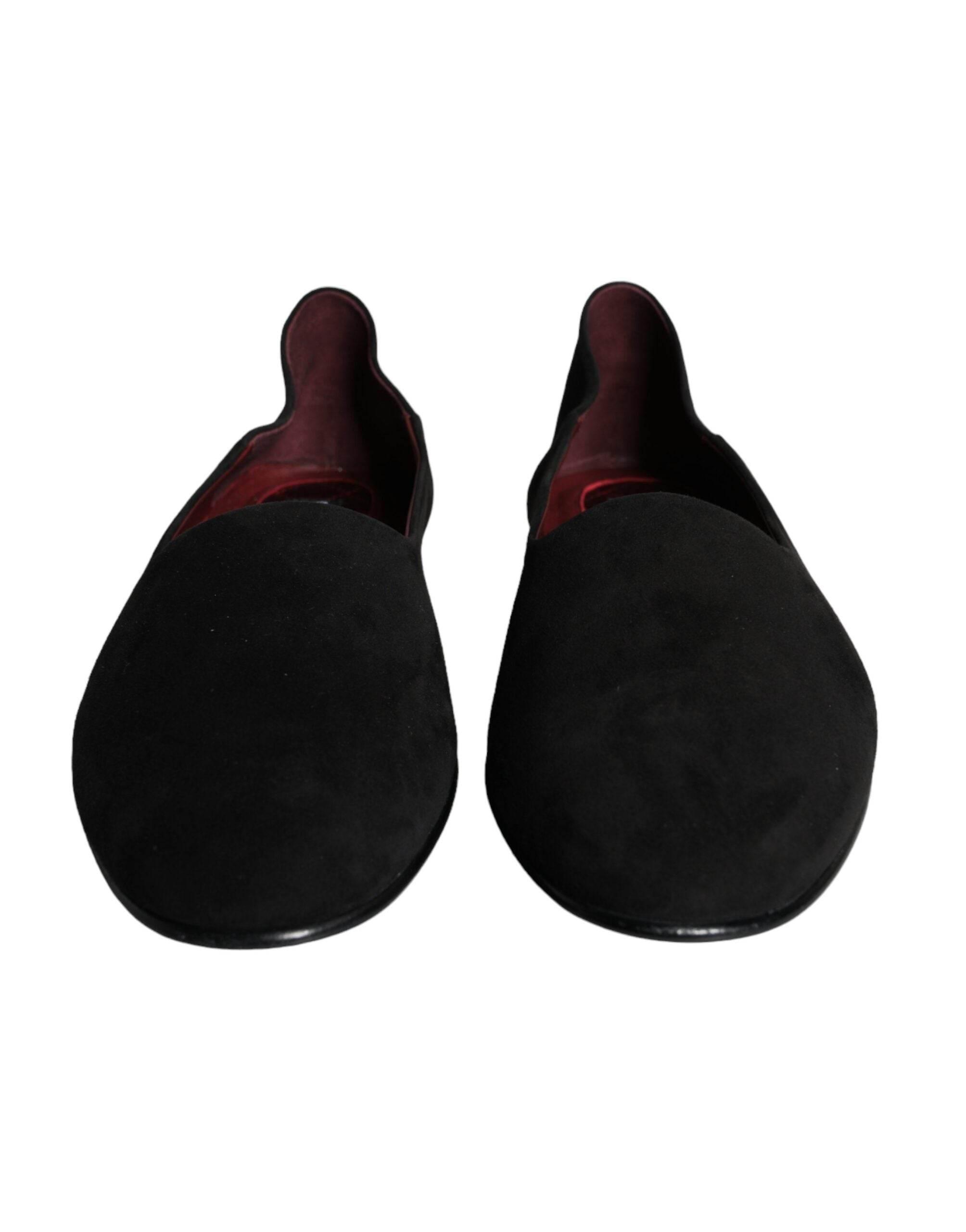 Dolce & Gabbana Black Suede Loafers Formal Slip On Shoes - Hilstor