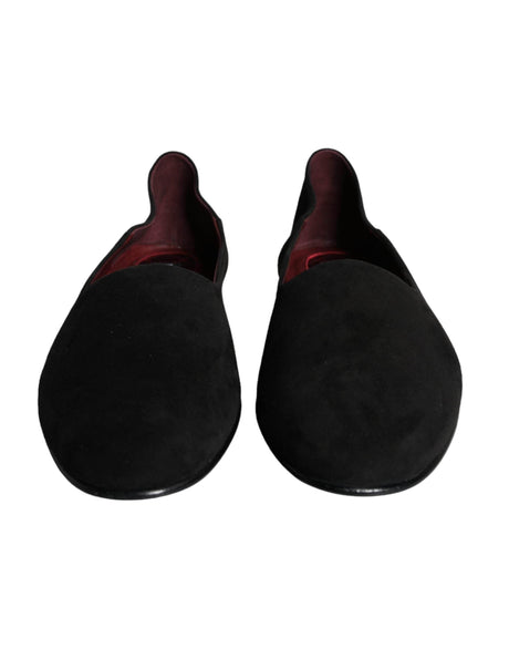 Dolce & Gabbana Black Suede Loafers Formal Slip On Shoes - Hilstor