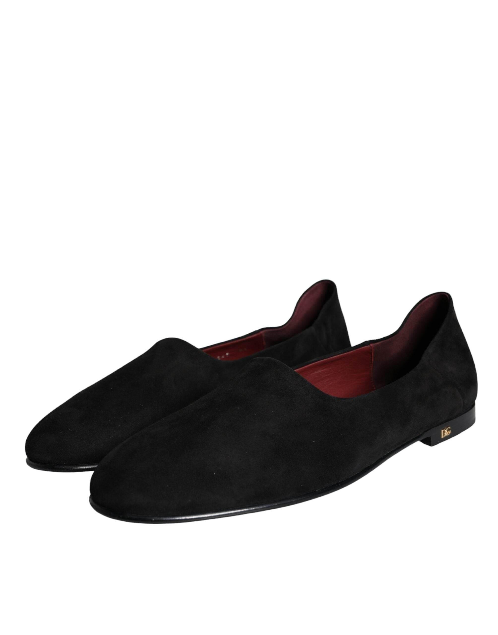 Dolce & Gabbana Black Suede Loafers Formal Slip On Shoes - Hilstor