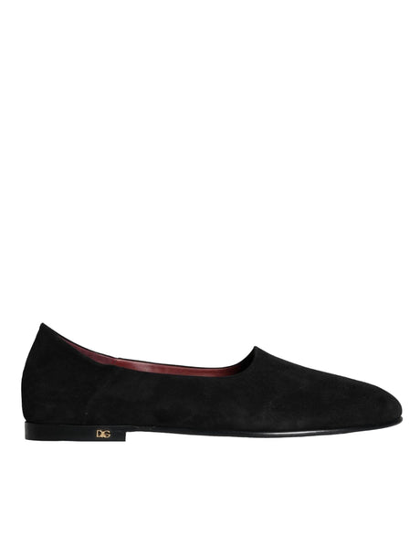 Dolce & Gabbana Black Suede Loafers Formal Slip On Shoes - Hilstor