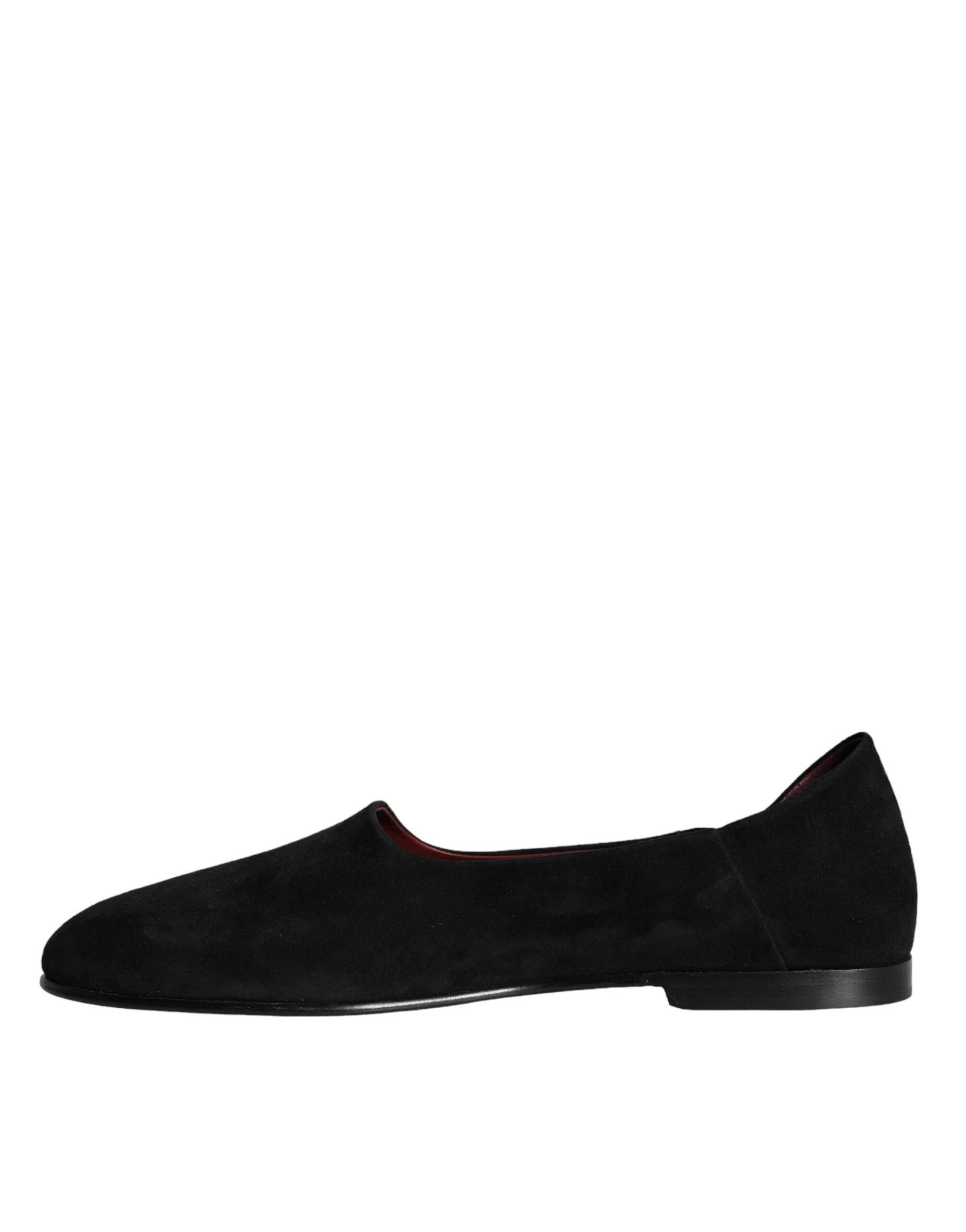Dolce & Gabbana Black Suede Loafers Formal Slip On Shoes - Hilstor