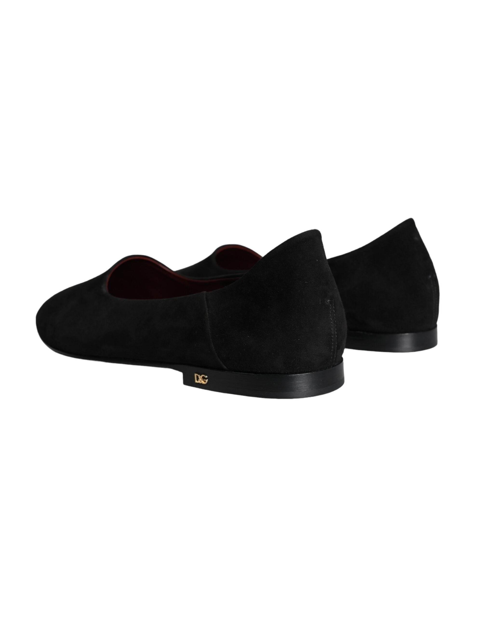 Dolce & Gabbana Black Suede Loafers Formal Slip On Shoes - Hilstor