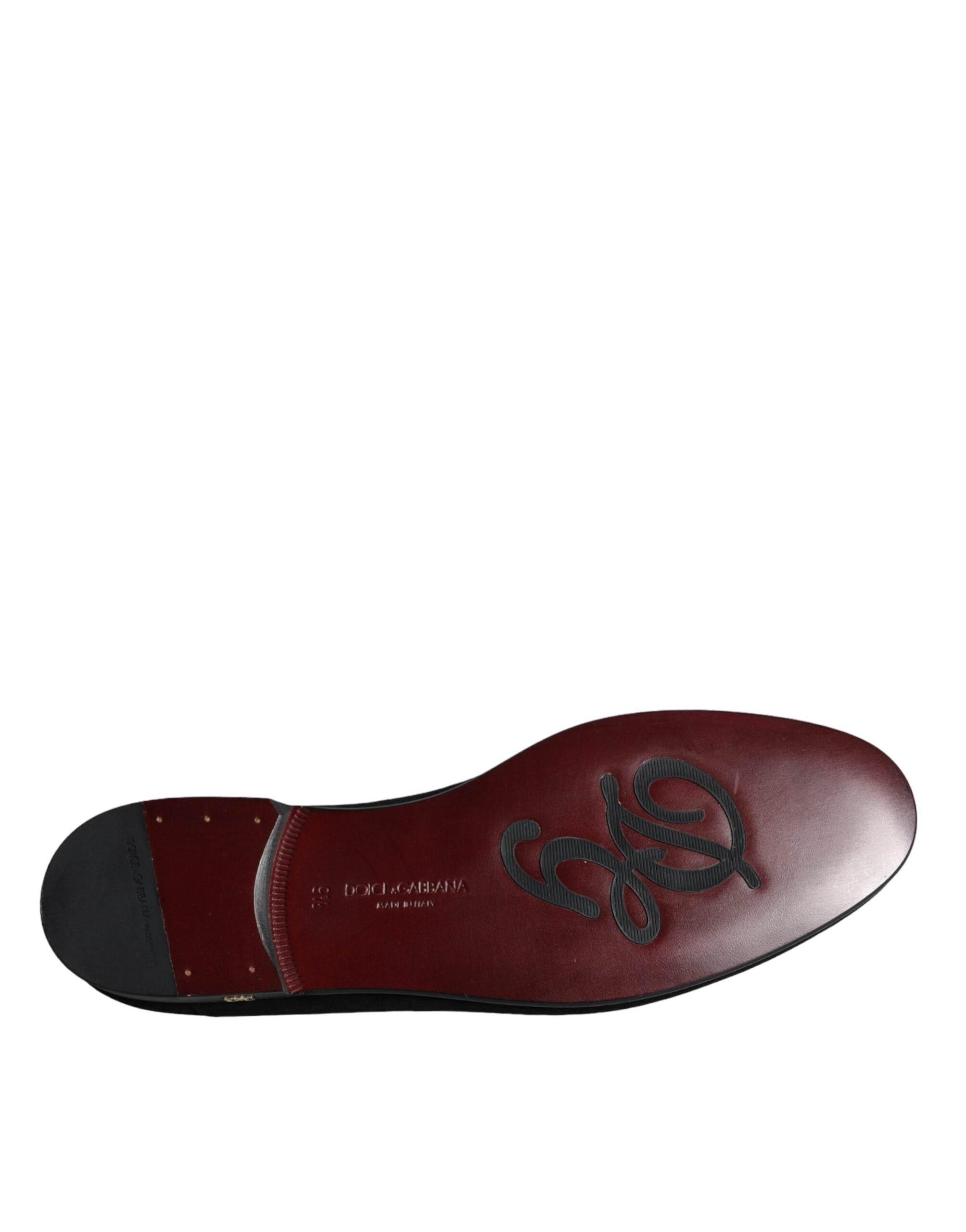 Dolce & Gabbana Black Suede Loafers Formal Slip On Shoes - Hilstor