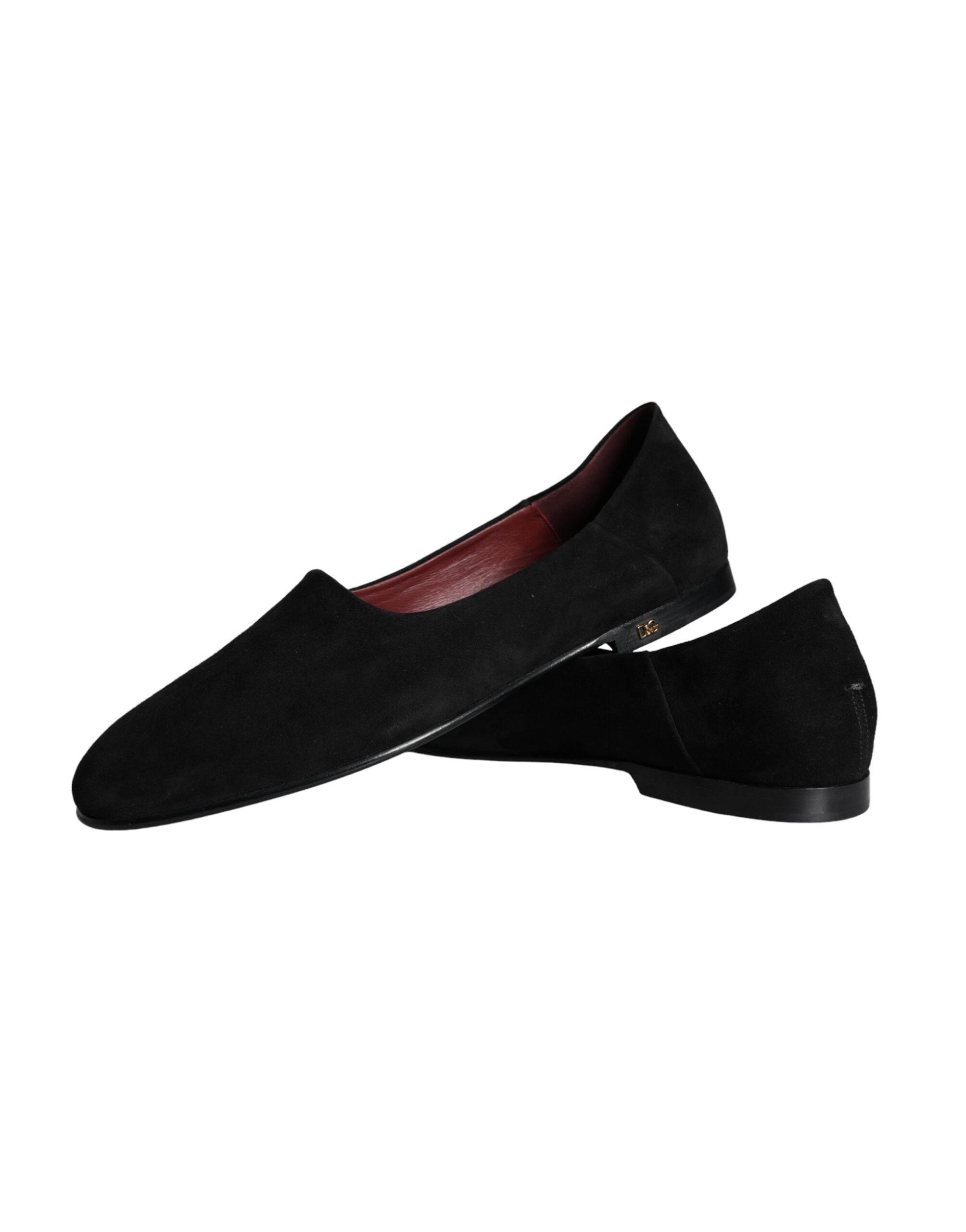 Dolce & Gabbana Black Suede Loafers Formal Slip On Shoes - Hilstor