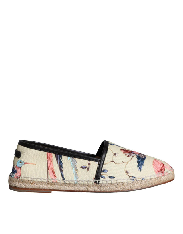 Dolce & Gabbana Beige Floral Canvas Espadrilles Slip On Shoes - Hilstor