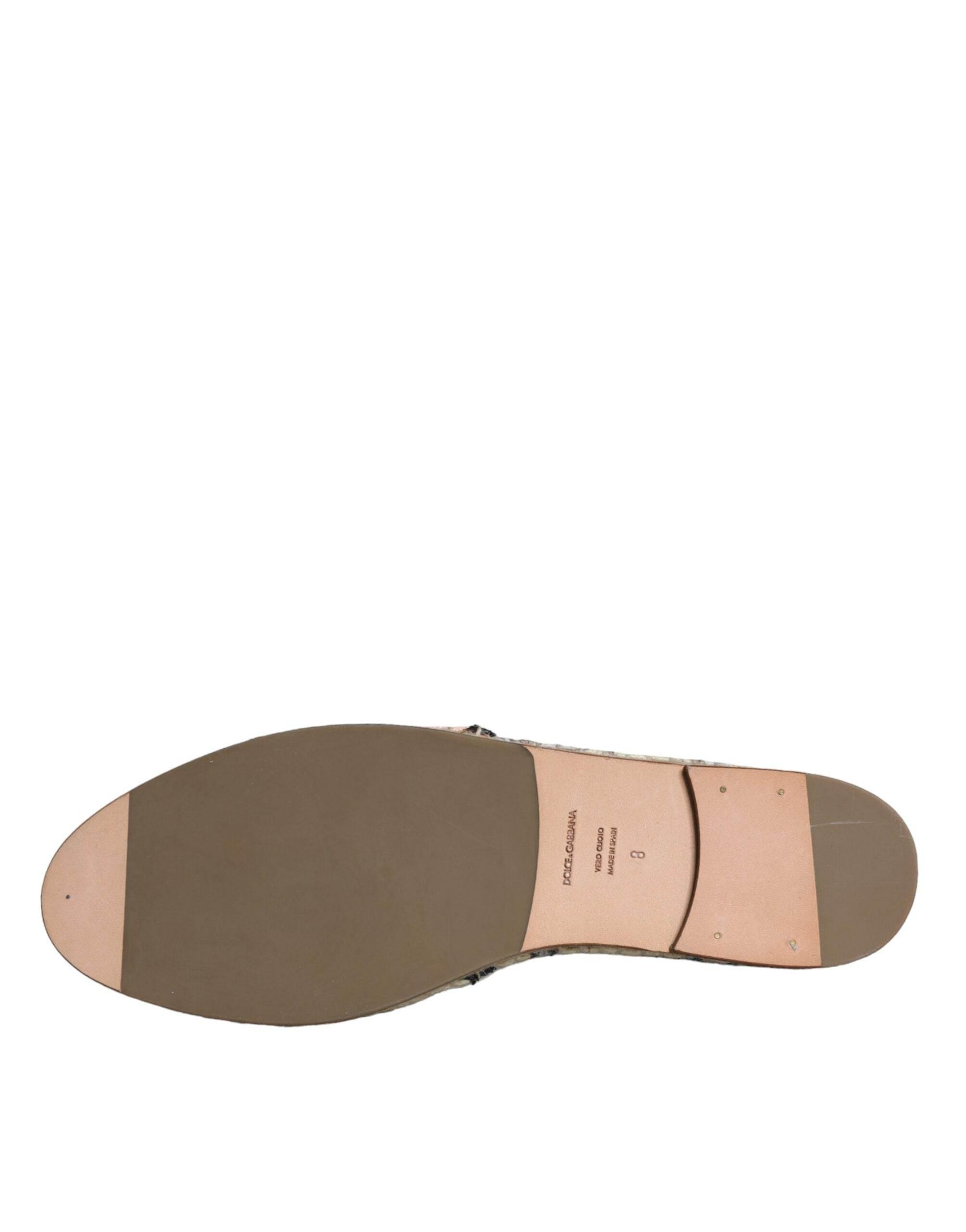 Dolce & Gabbana Beige Floral Canvas Espadrilles Slip On Shoes - Hilstor