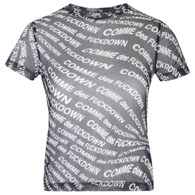 Comme Des Fuckdown Black Polyester Tops & T-Shirt - Hilstor