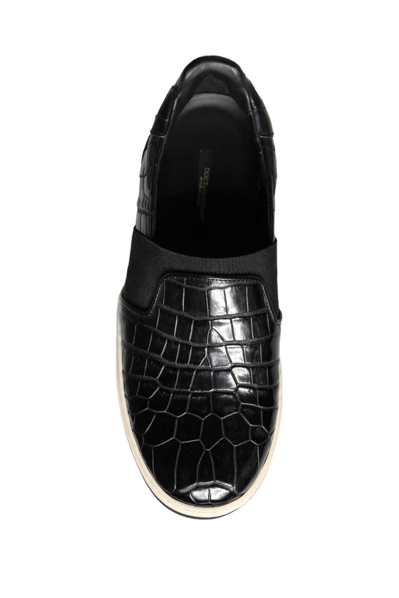 Dolce & Gabbana Black Leather Loafers Slippers Casual Shoes - Hilstor