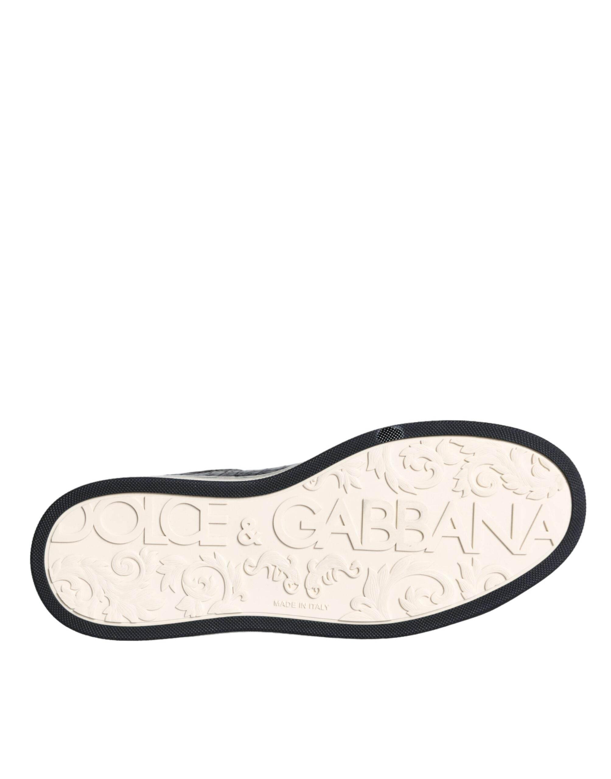 Dolce & Gabbana Black Leather Men Low Top Sneakers Shoes - Hilstor