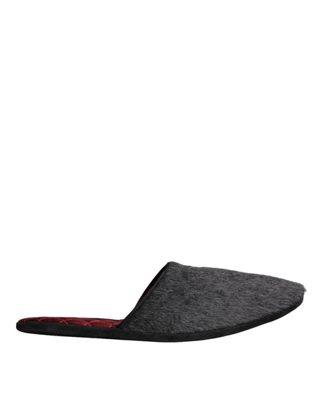 Dolce & Gabbana Black Faux Fur Slides Slippers Slip On Shoes - Hilstor