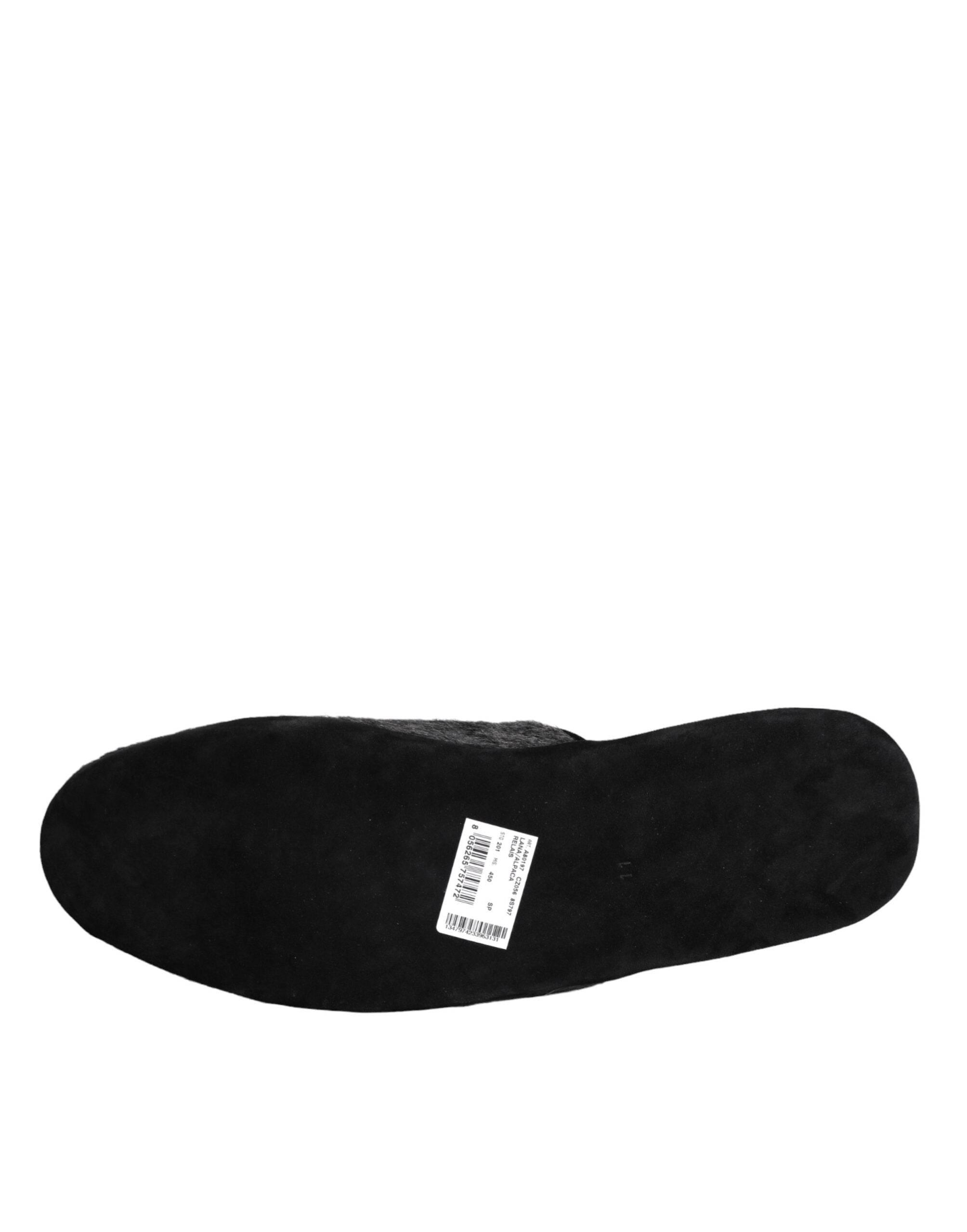 Dolce & Gabbana Black Faux Fur Slides Slippers Slip On Shoes - Hilstor