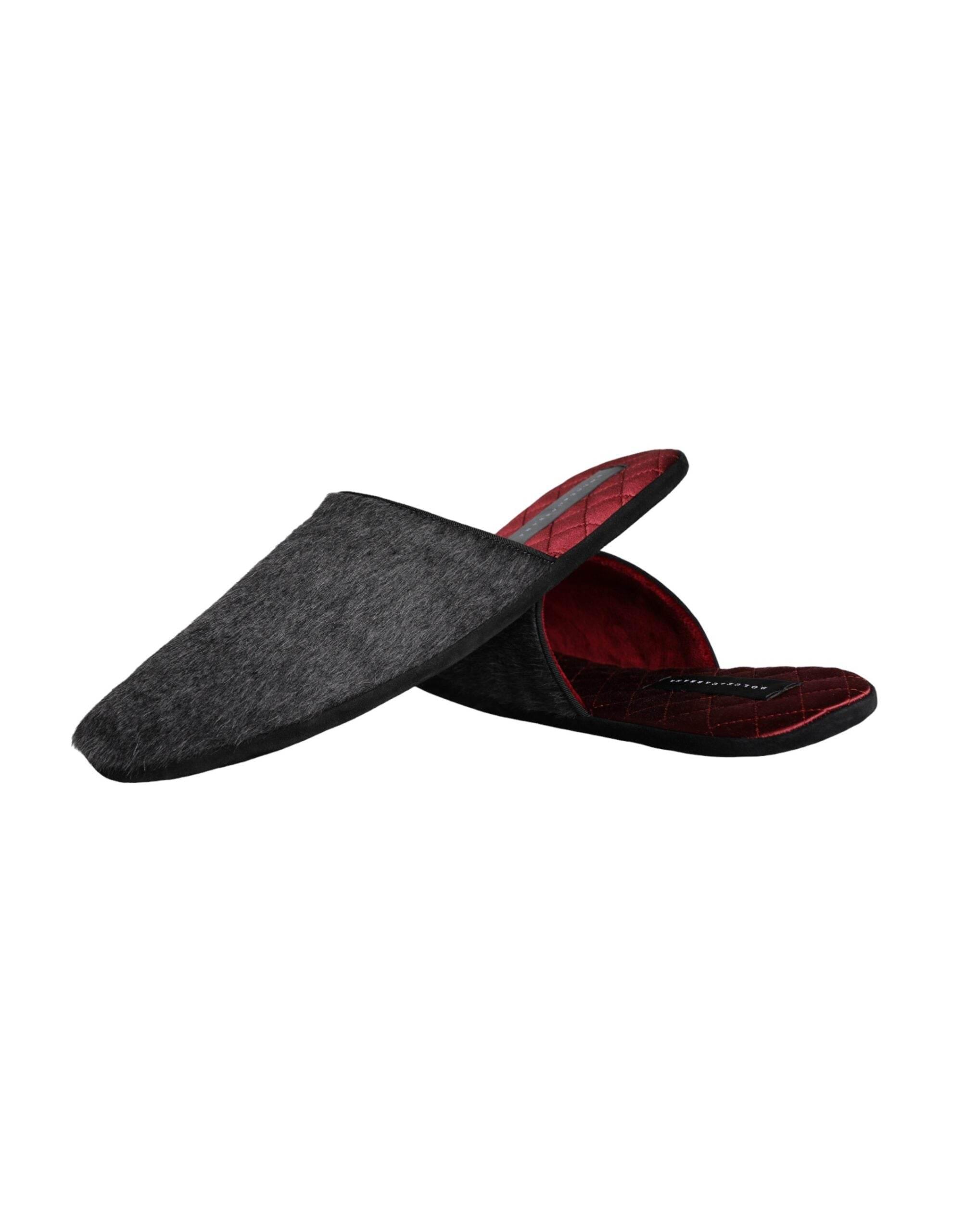 Dolce & Gabbana Black Faux Fur Slides Slippers Slip On Shoes - Hilstor