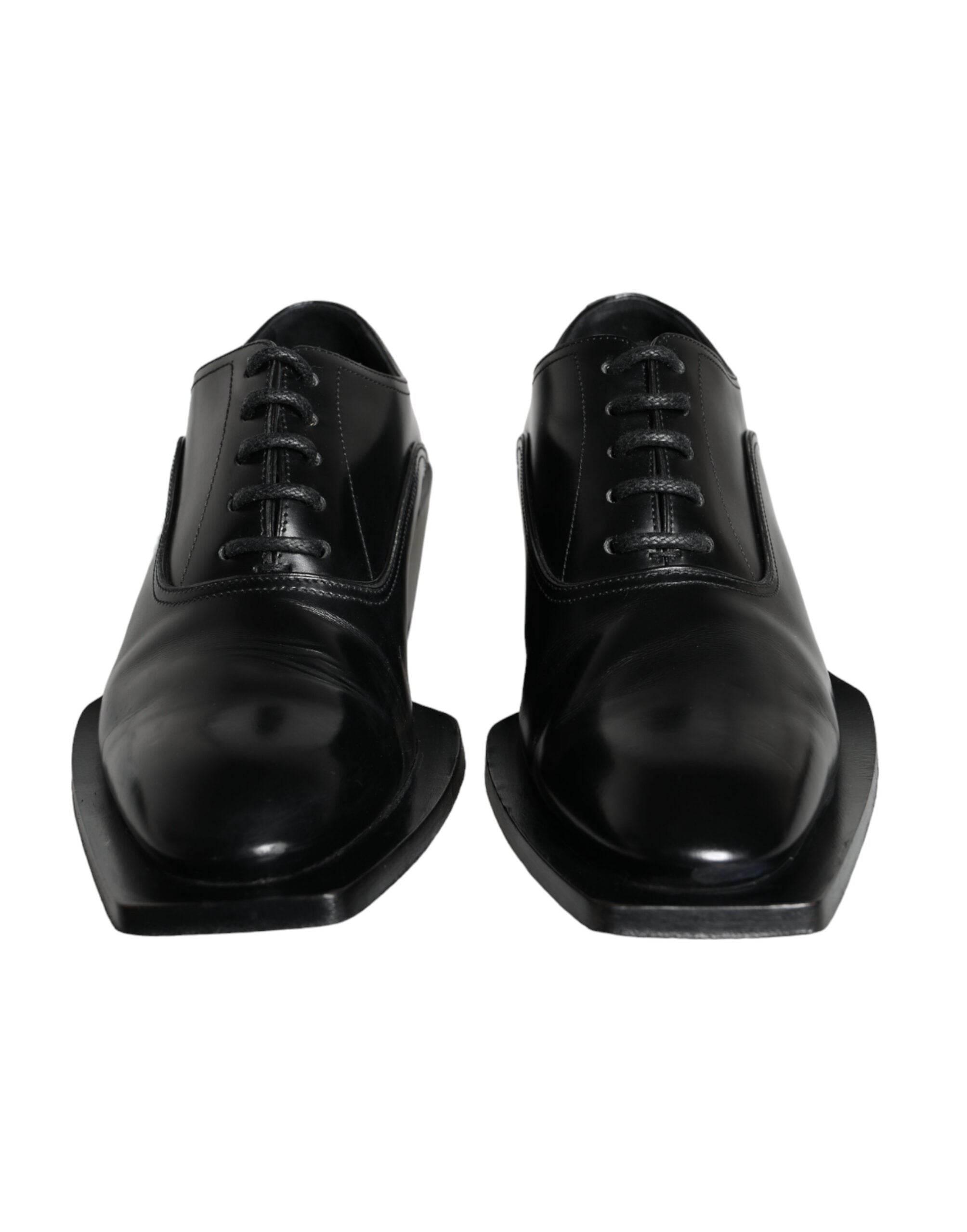 Dolce & Gabbana Black Calfskin Leather Derby Dress Men Shoes - Hilstor