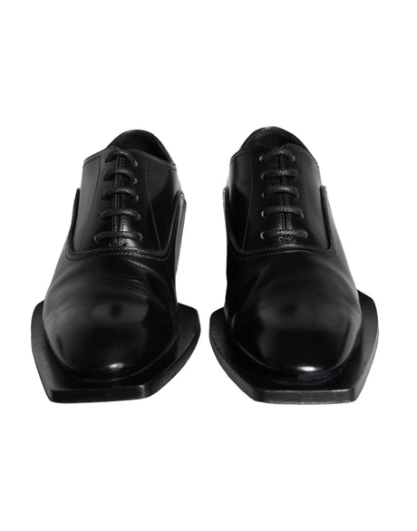 Dolce & Gabbana Black Calfskin Leather Derby Dress Men Shoes - Hilstor