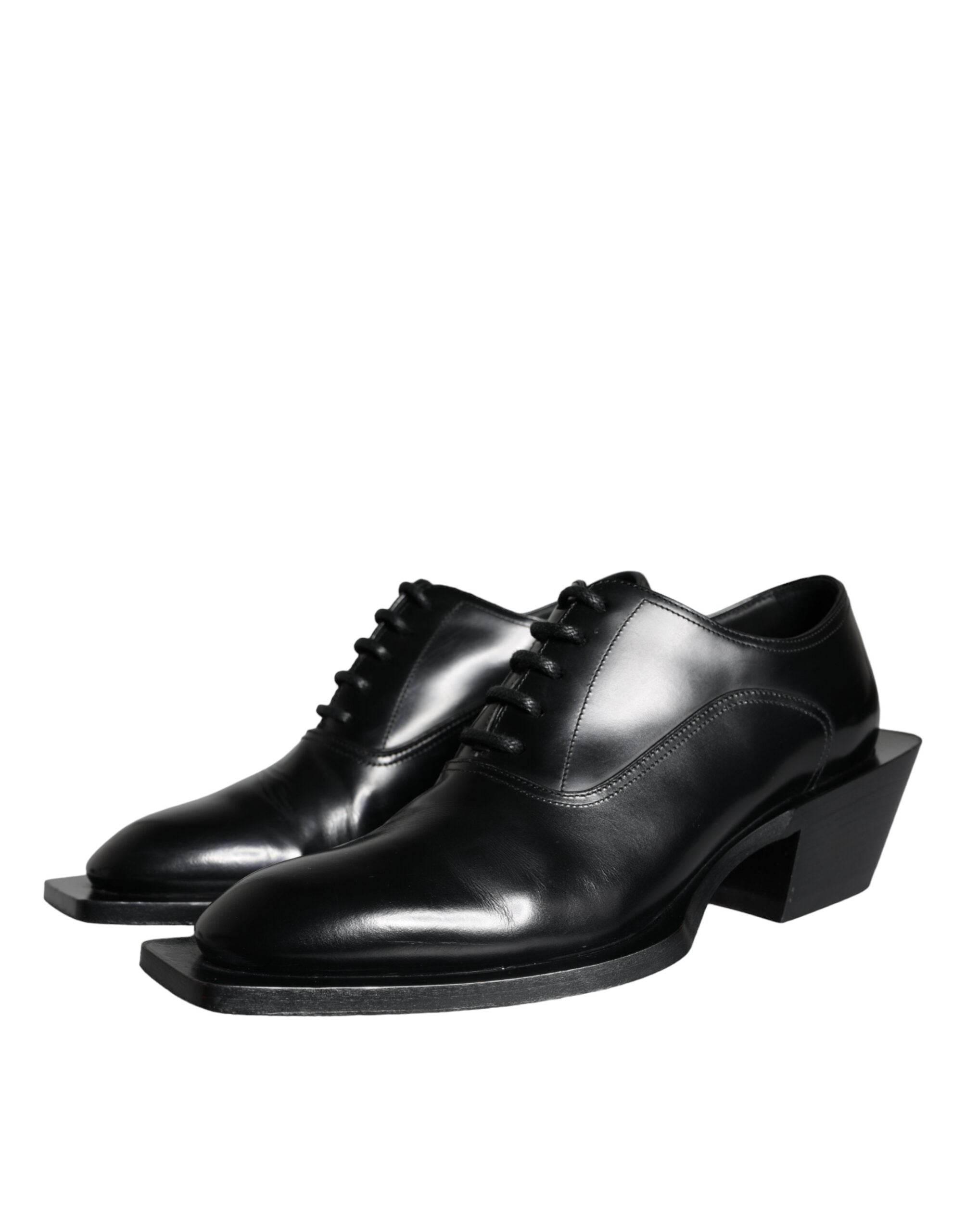 Dolce & Gabbana Black Calfskin Leather Derby Dress Men Shoes - Hilstor