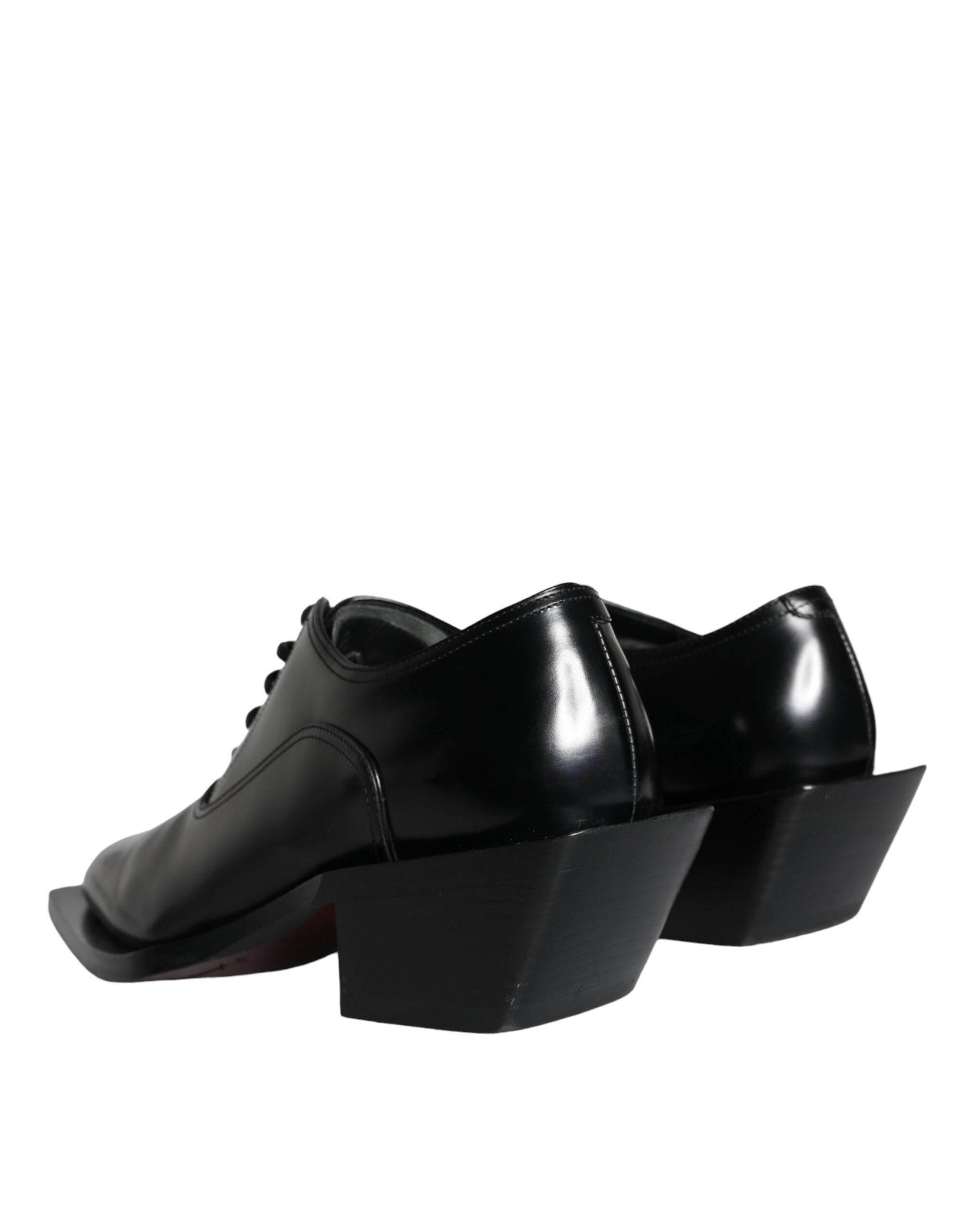 Dolce & Gabbana Black Calfskin Leather Derby Dress Men Shoes - Hilstor