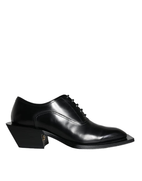 Dolce & Gabbana Black Calfskin Leather Derby Dress Men Shoes - Hilstor