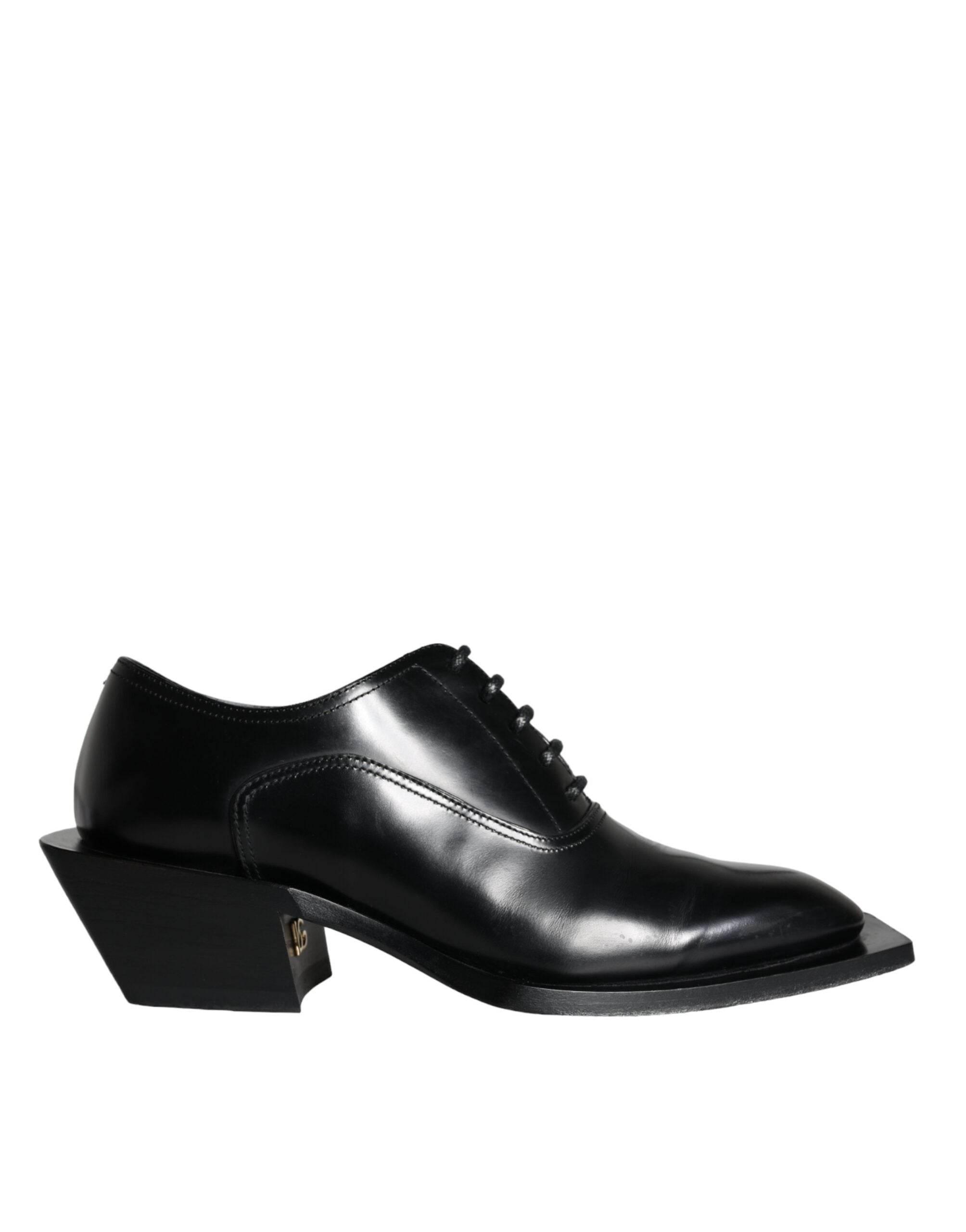 Dolce & Gabbana Black Calfskin Leather Derby Dress Men Shoes - Hilstor