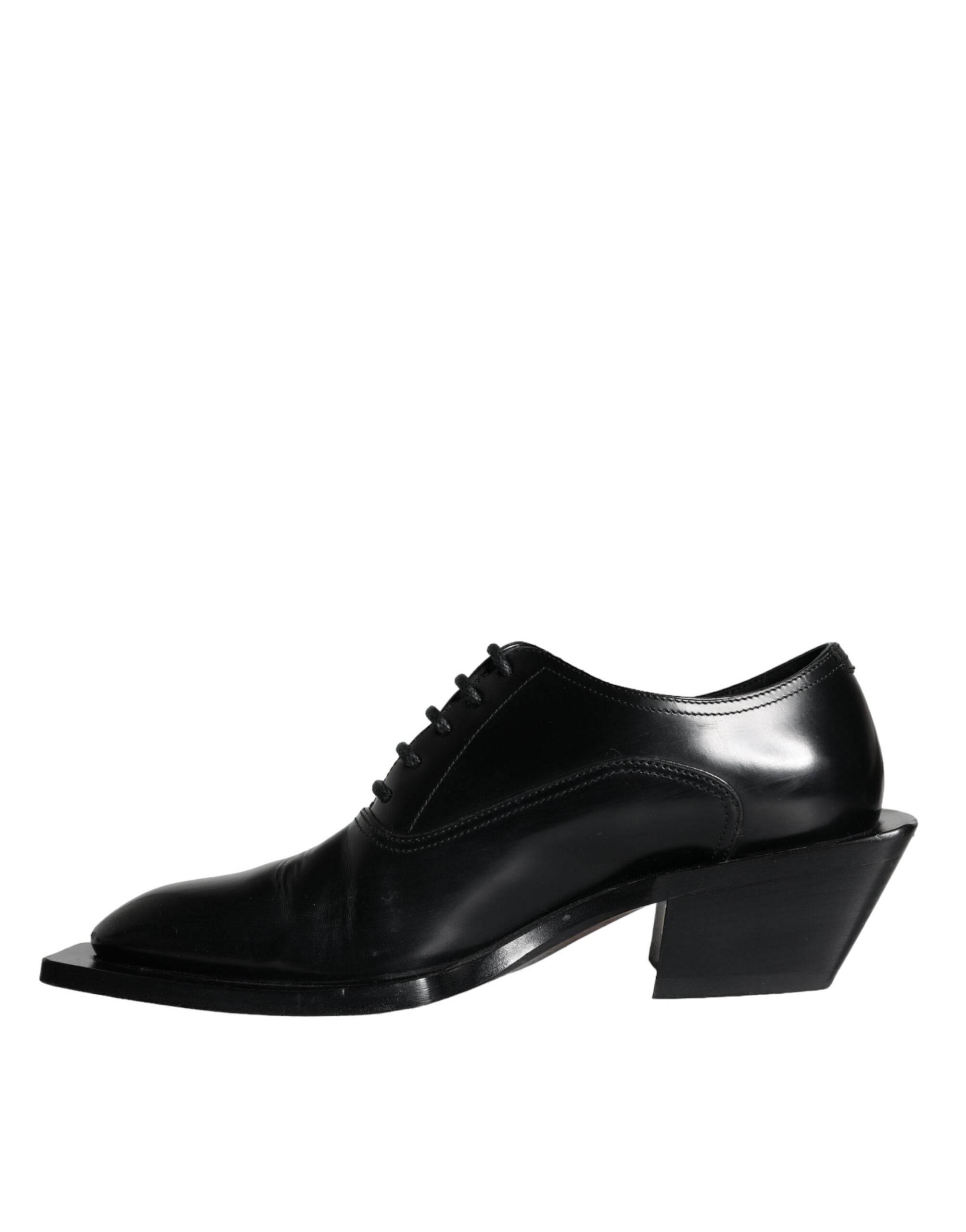 Dolce & Gabbana Black Calfskin Leather Derby Dress Men Shoes - Hilstor