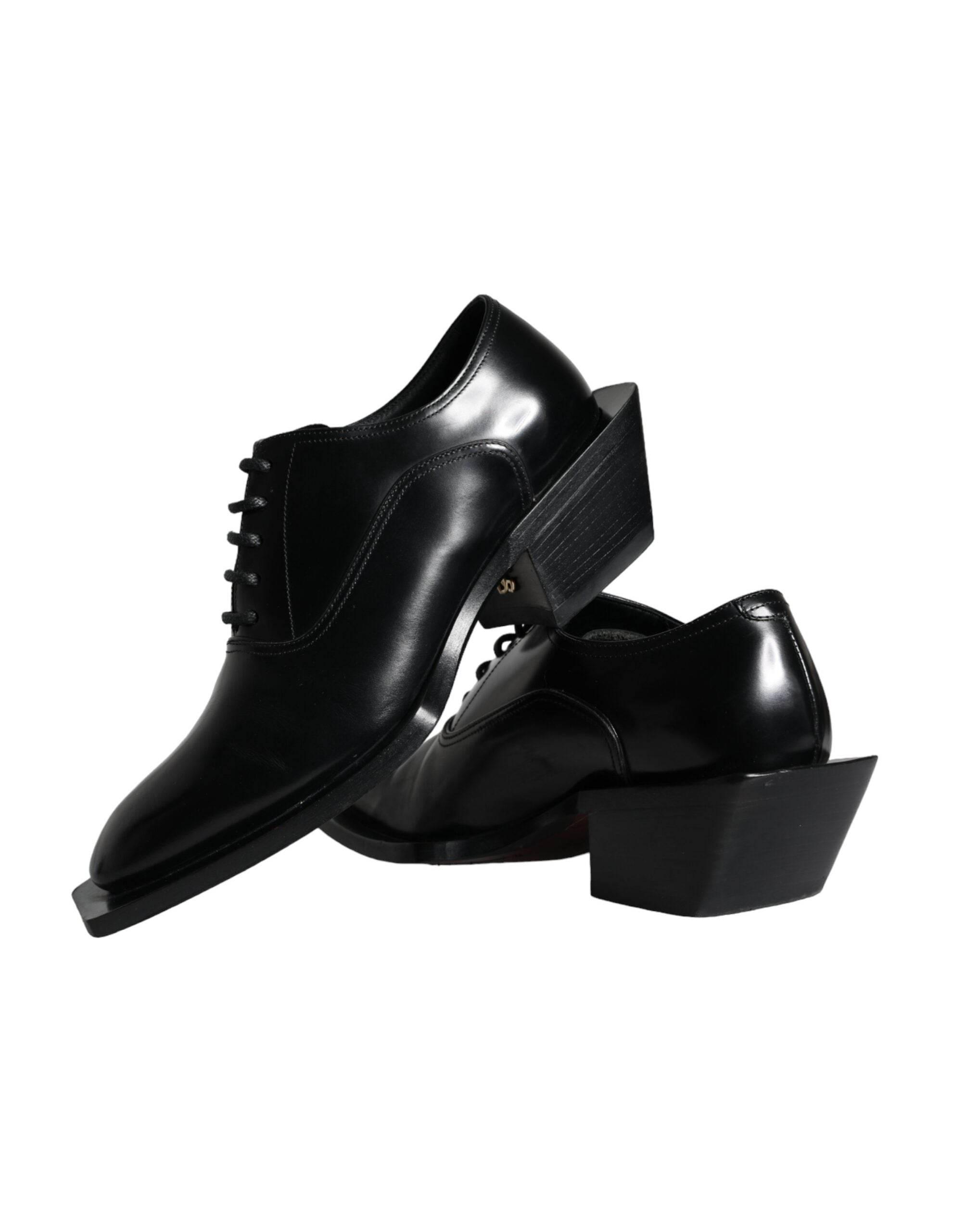 Dolce & Gabbana Black Calfskin Leather Derby Dress Men Shoes - Hilstor