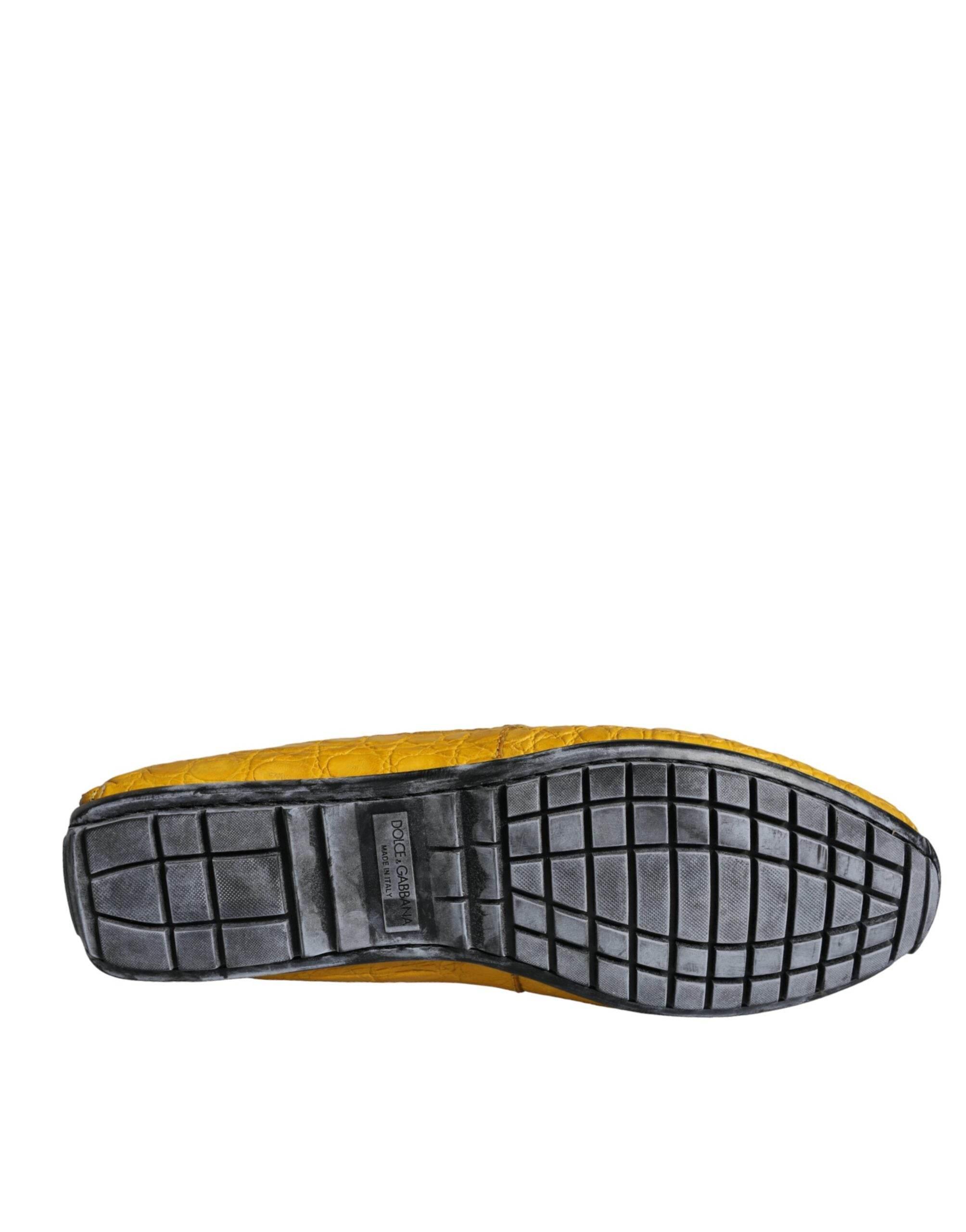 Dolce & Gabbana Yellow Leather Slip Mocassin Loafers Shoes - Hilstor