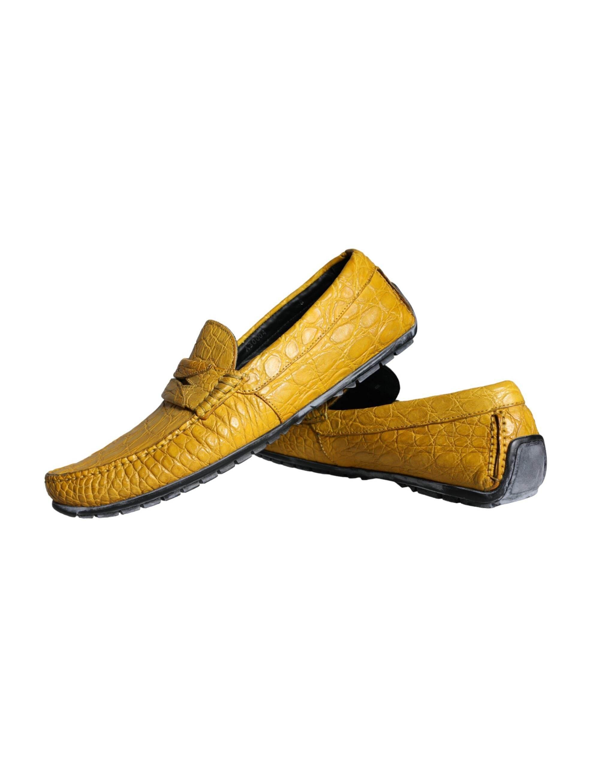 Dolce & Gabbana Yellow Leather Slip Mocassin Loafers Shoes - Hilstor