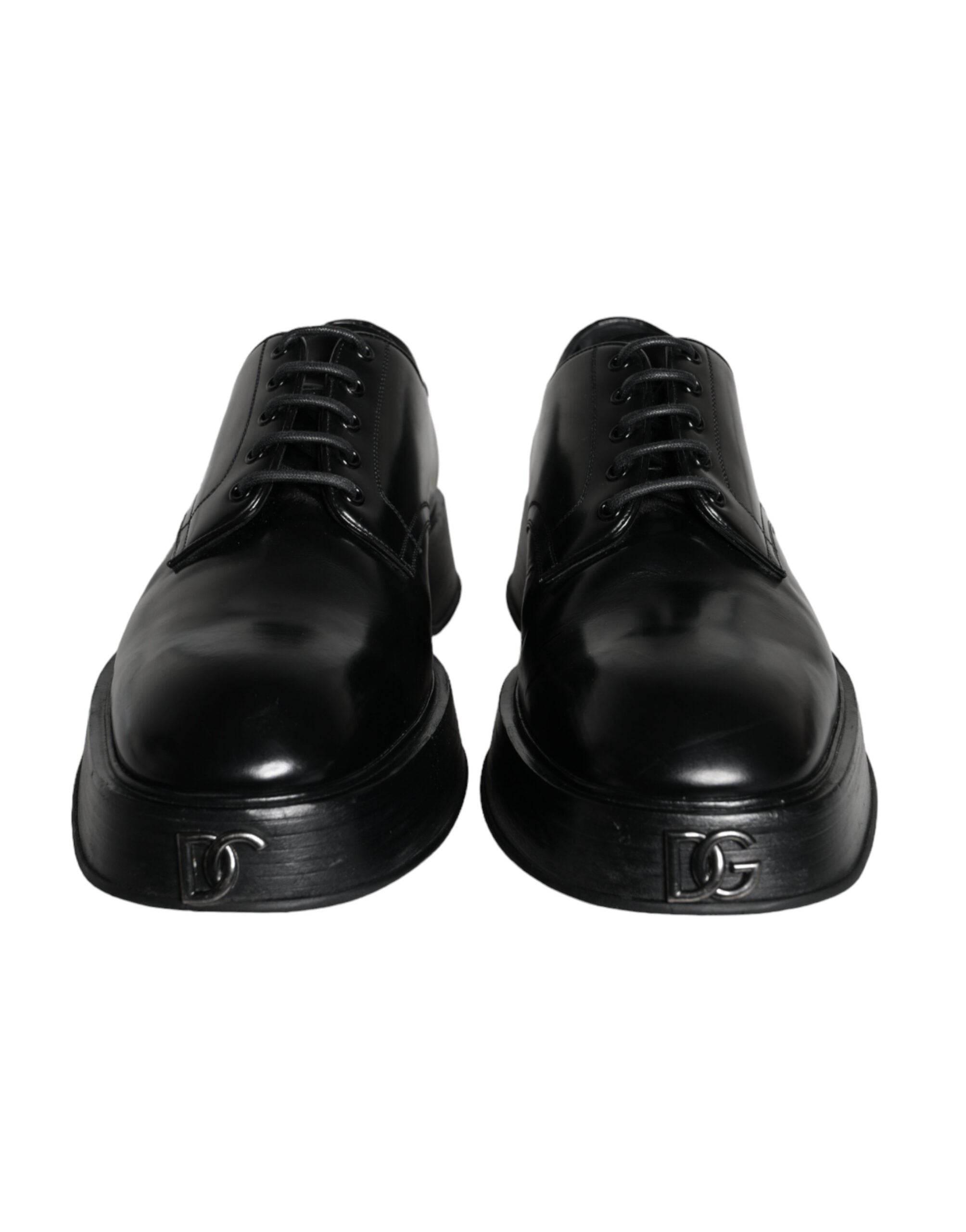Dolce & Gabbana Black Calf Leather Derby Formal Dress Shoes - Hilstor