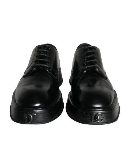 Dolce & Gabbana Black Calf Leather Derby Formal Dress Shoes - Hilstor