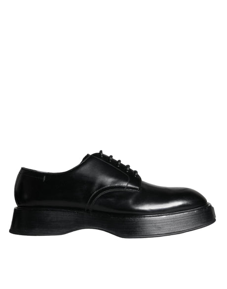 Dolce & Gabbana Black Calf Leather Derby Formal Dress Shoes - Hilstor