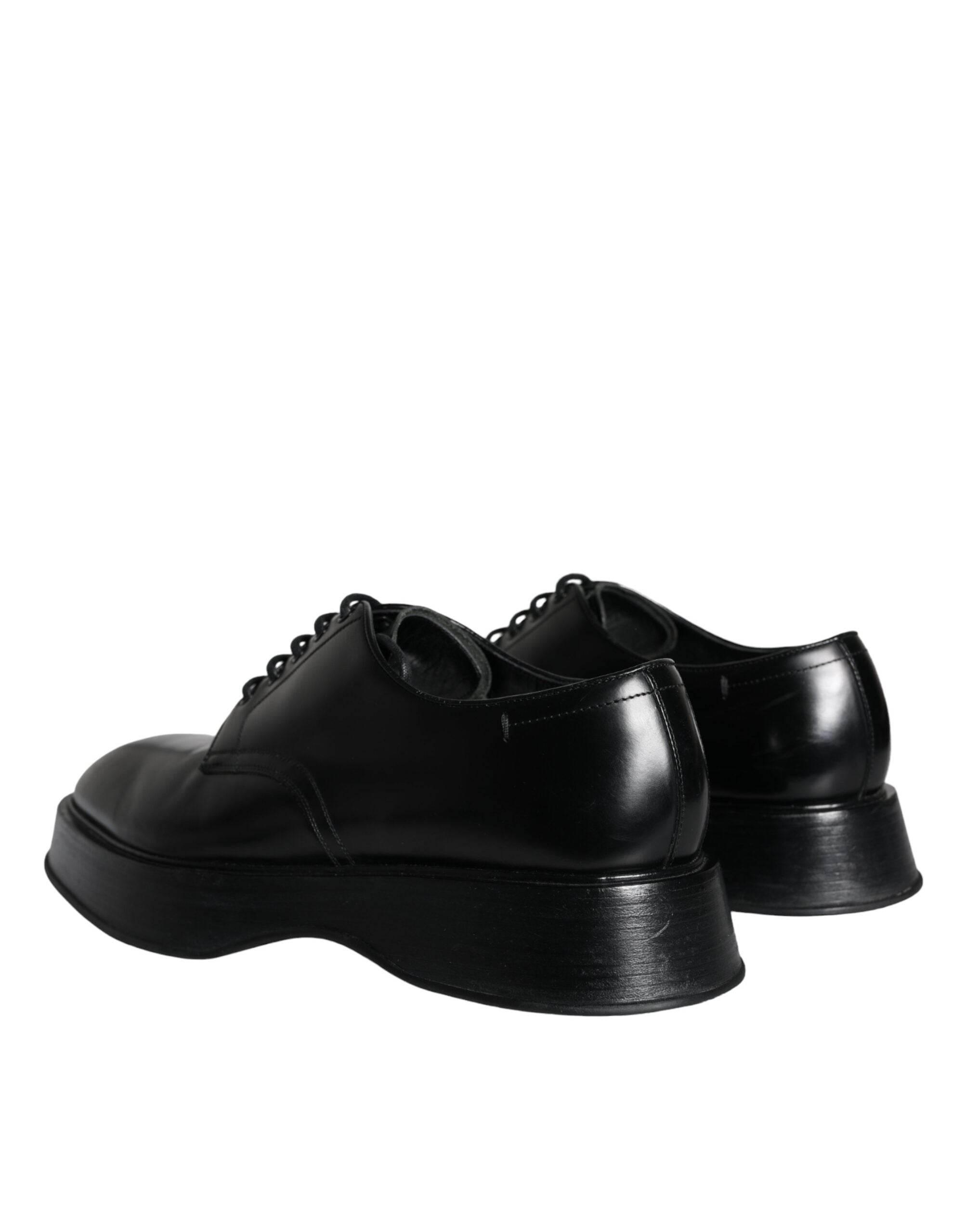 Dolce & Gabbana Black Calf Leather Derby Formal Dress Shoes - Hilstor
