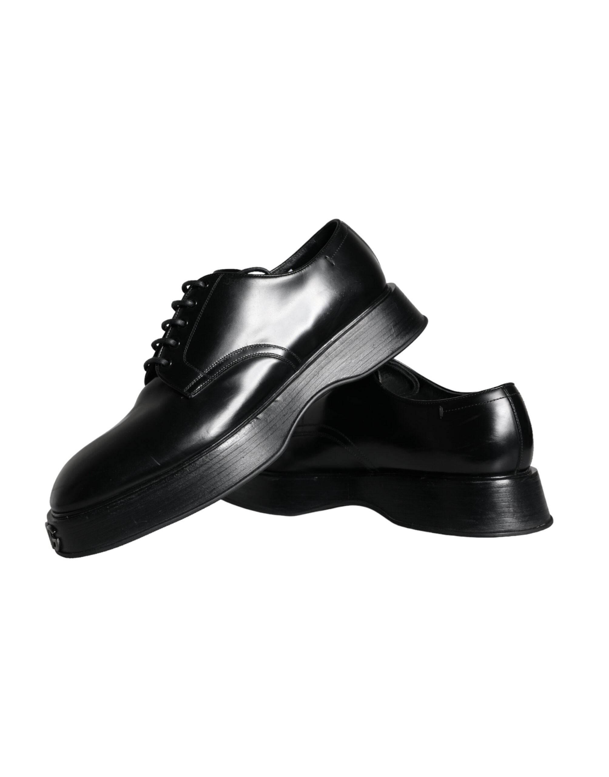 Dolce & Gabbana Black Calf Leather Derby Formal Dress Shoes - Hilstor